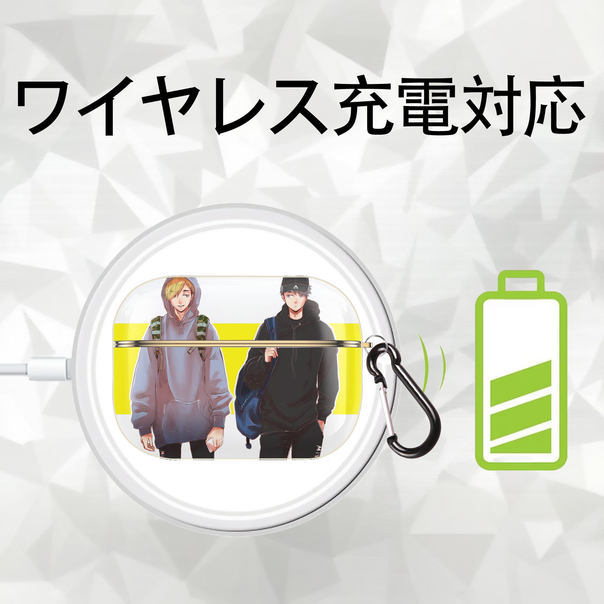 呪術廻戦 Jujutsu Kaisen 【AirPods Pro用】ハードシェル保護ケース｜耐衝撃・防指紋・カラビナ付き商品仕様