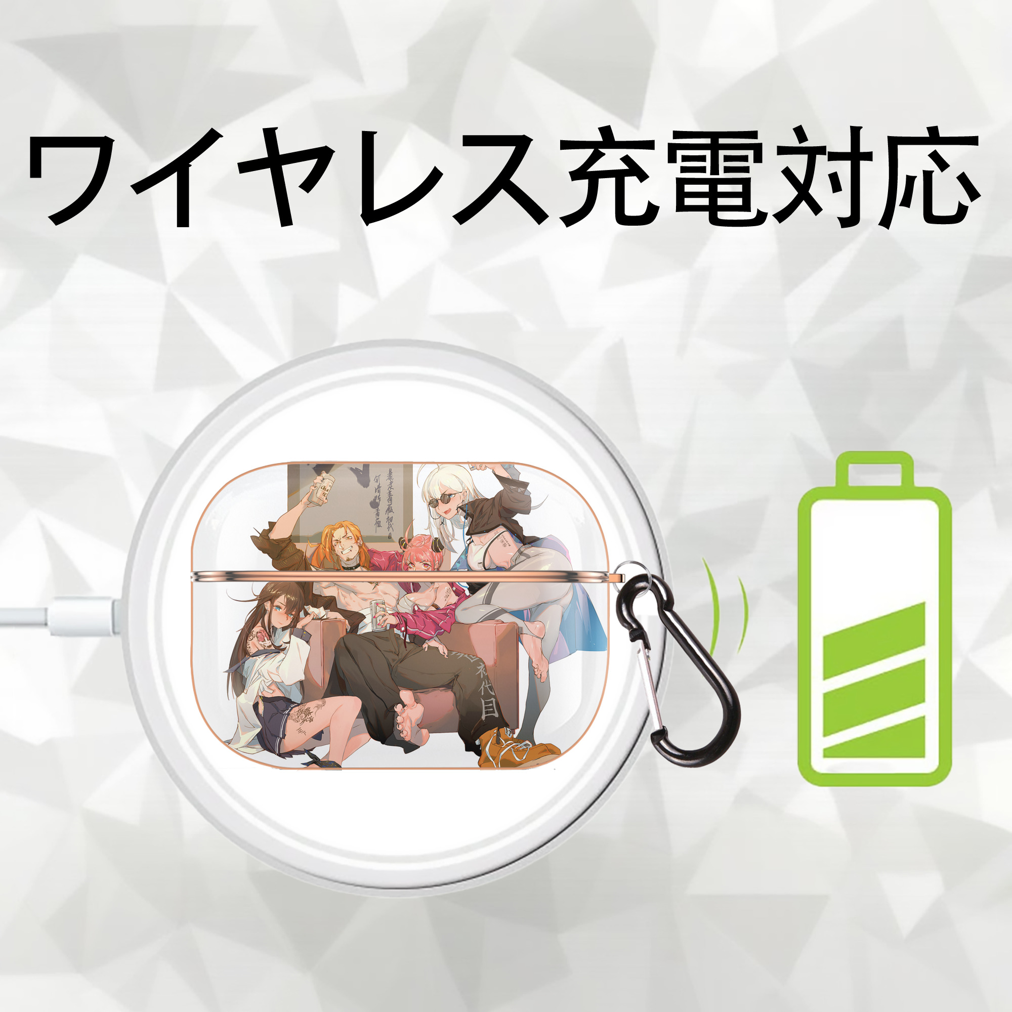呪術廻戦 Jujutsu Kaisen 【AirPods Pro用】ハードシェル保護ケース｜耐衝撃・防指紋・カラビナ付き商品仕様