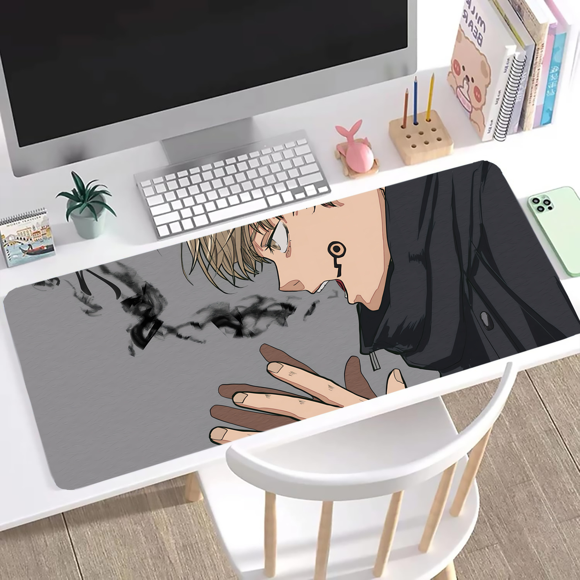（画像用） 呪術廻戦 Jujutsu Kaisen ステッチ加工 大判デスクマット／滑り止めマウスパッド