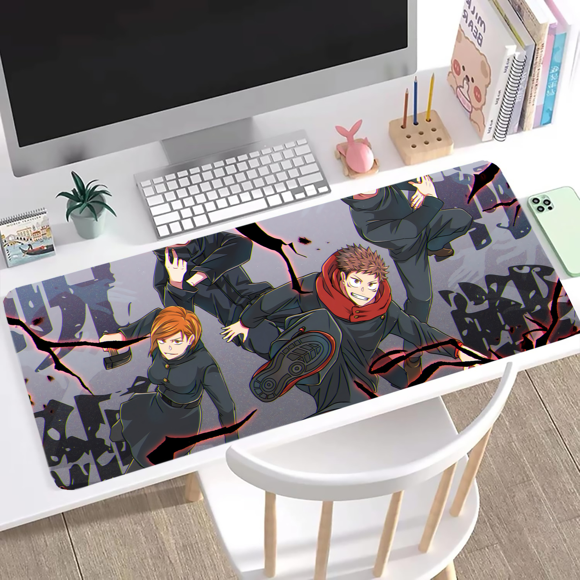 （画像用） 呪術廻戦 Jujutsu Kaisen ステッチ加工 大判デスクマット／滑り止めマウスパッド