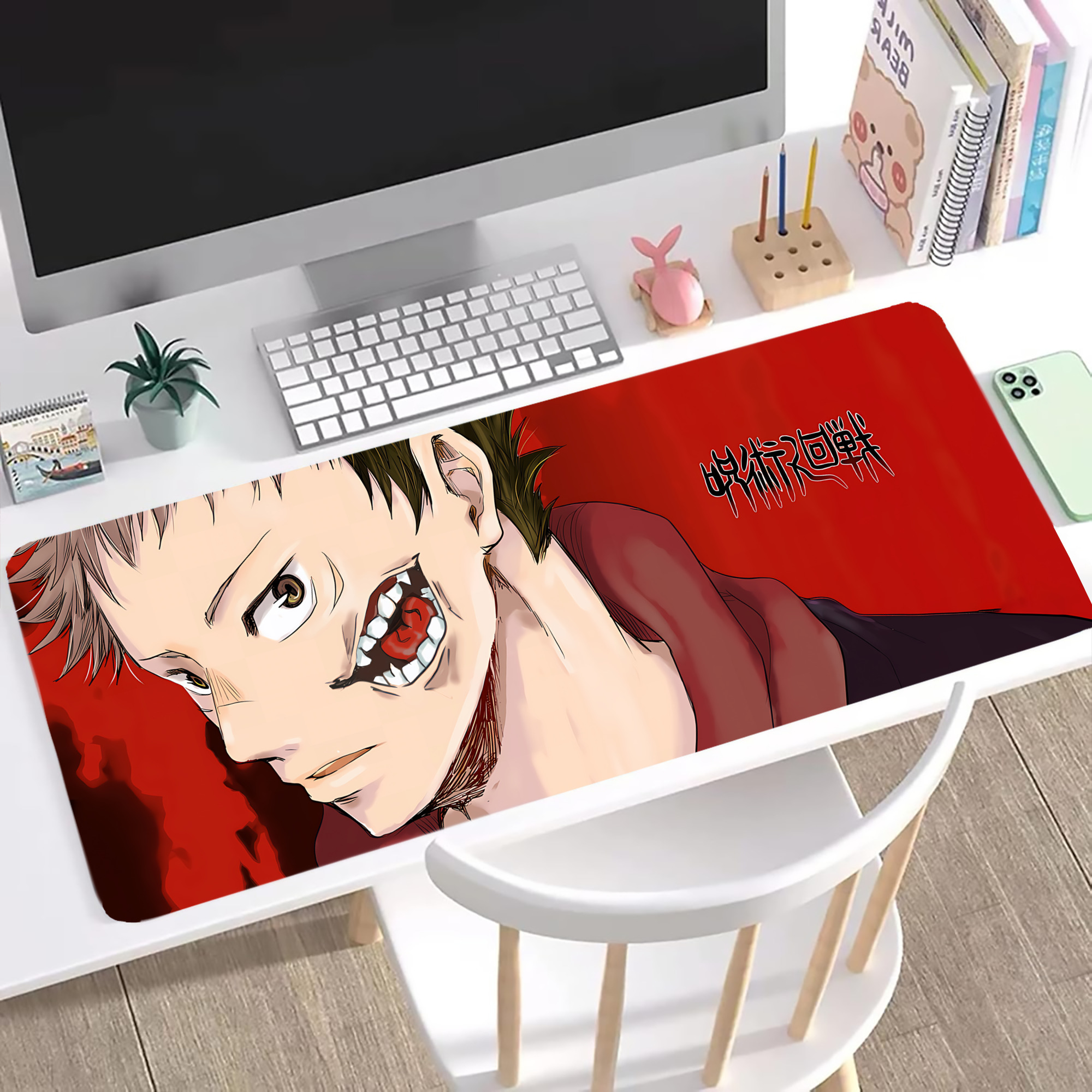 （画像用） 呪術廻戦 Jujutsu Kaisen ステッチ加工 大判デスクマット／滑り止めマウスパッド
