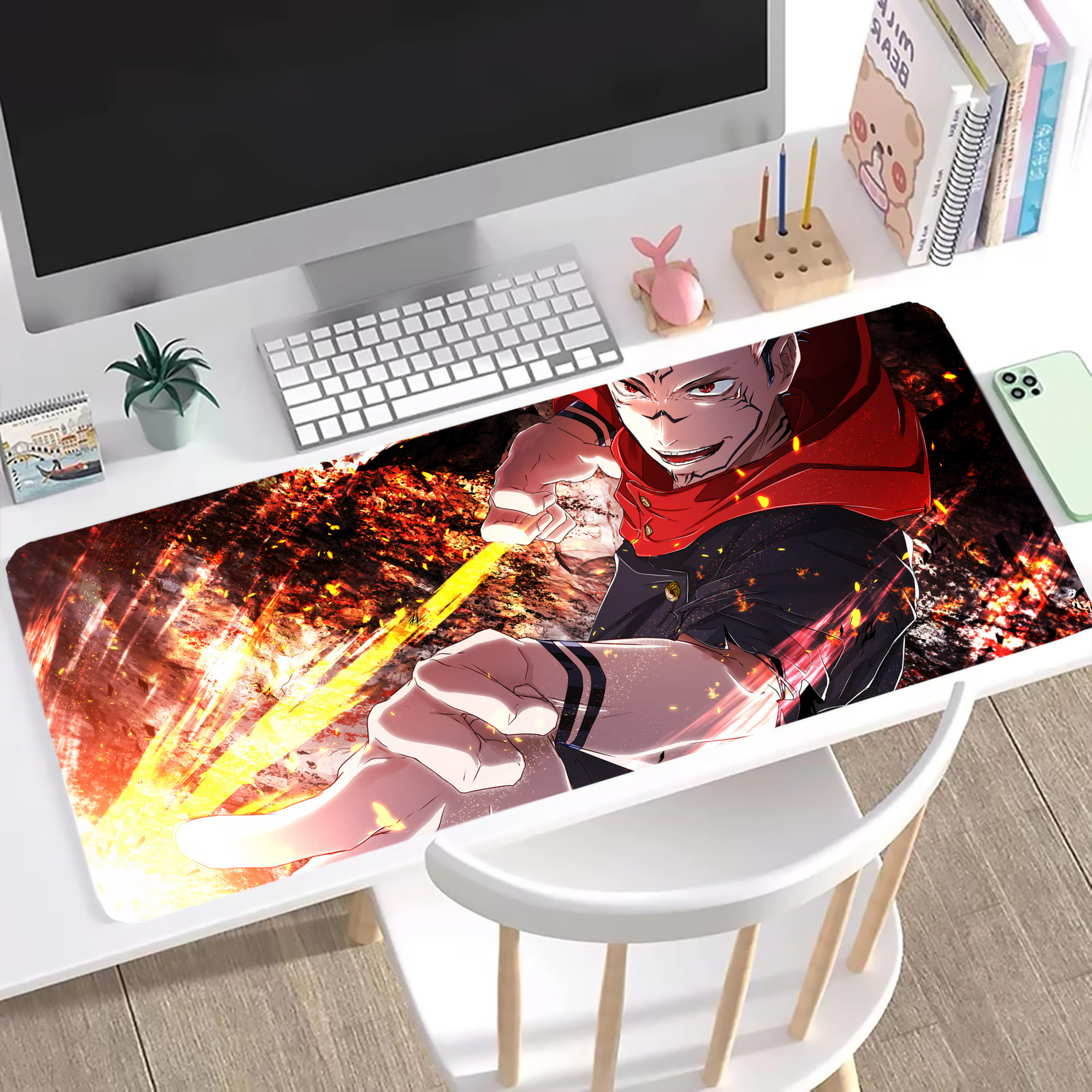 （画像用） 呪術廻戦 Jujutsu Kaisen ステッチ加工 大判デスクマット／滑り止めマウスパッド