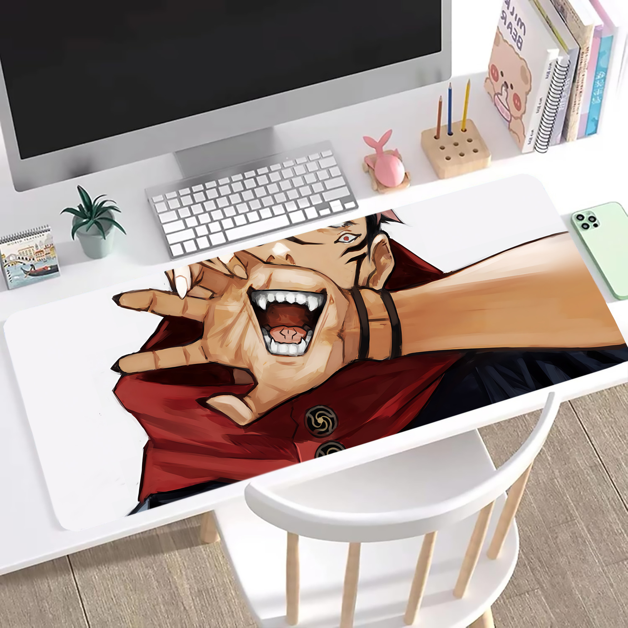 （画像用） 呪術廻戦 Jujutsu Kaisen ステッチ加工 大判デスクマット／滑り止めマウスパッド
