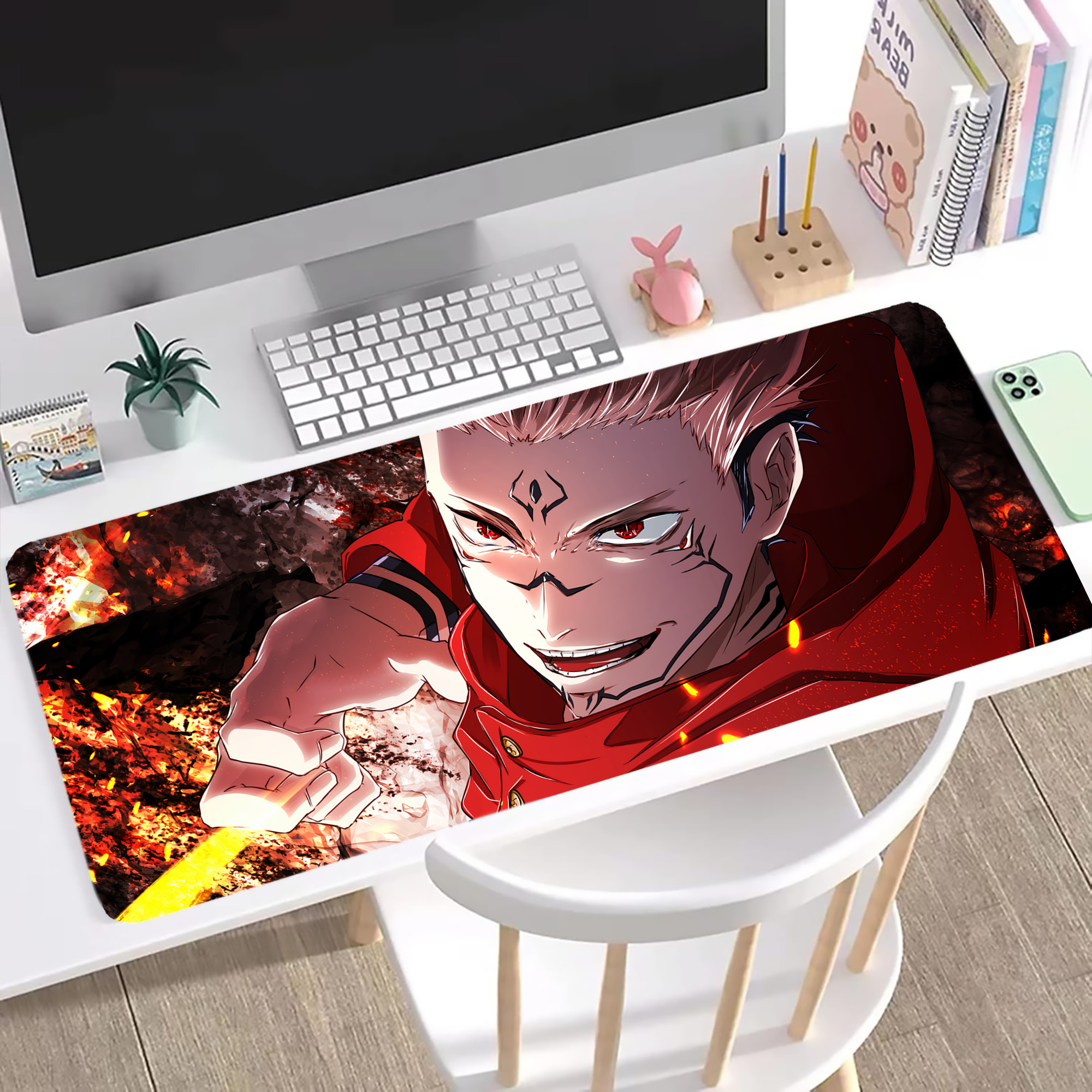 （画像用） 呪術廻戦 Jujutsu Kaisen ステッチ加工 大判デスクマット／滑り止めマウスパッド