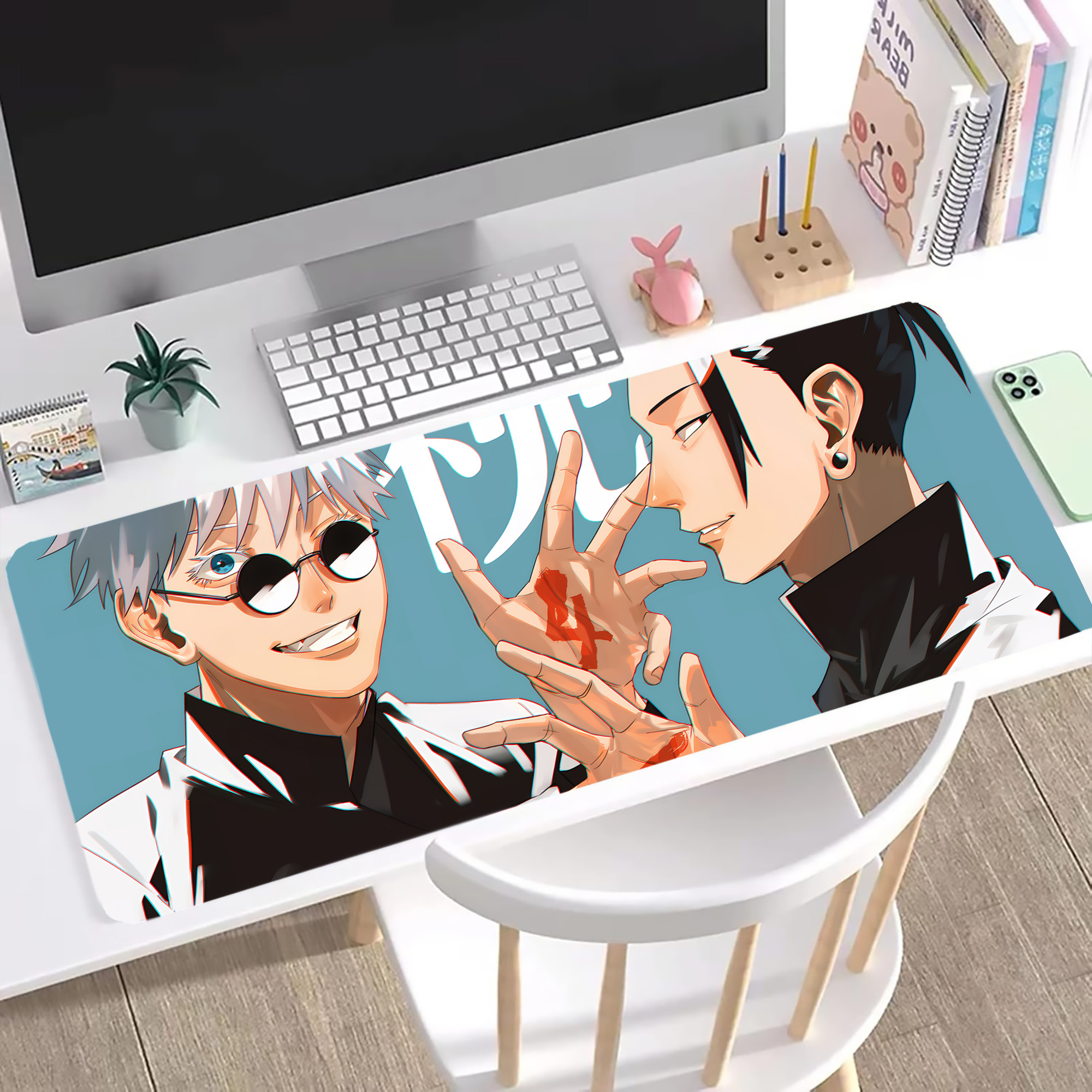 （画像用） 呪術廻戦 Jujutsu Kaisen ステッチ加工 大判デスクマット／滑り止めマウスパッド