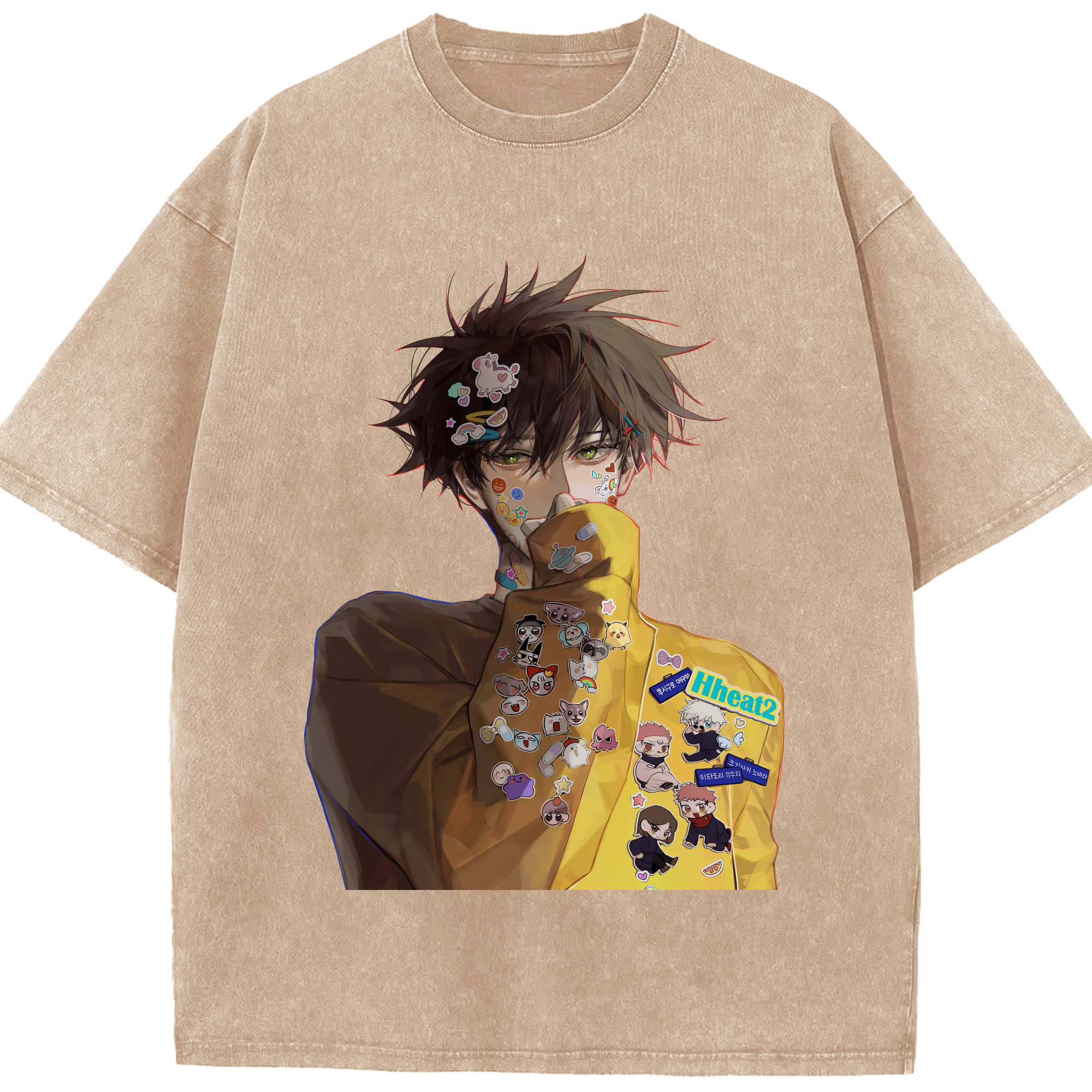 （画像用） 呪術廻戦 Jujutsu Kaisen 綿100% ヴィンテージ風 半袖Tシャツ（フロントプリント）