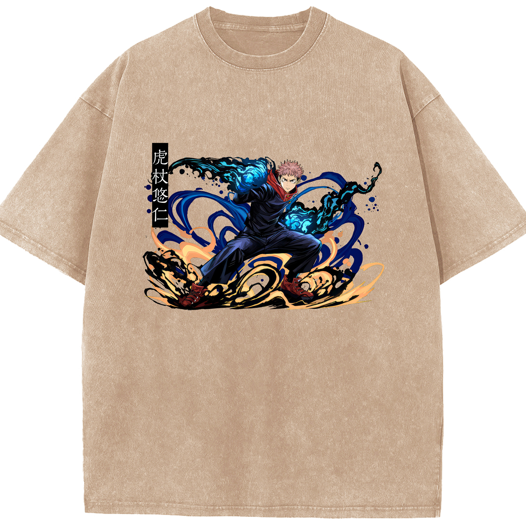 （画像用） 呪術廻戦 Jujutsu Kaisen 綿100% ヴィンテージ風 半袖Tシャツ（フロントプリント）