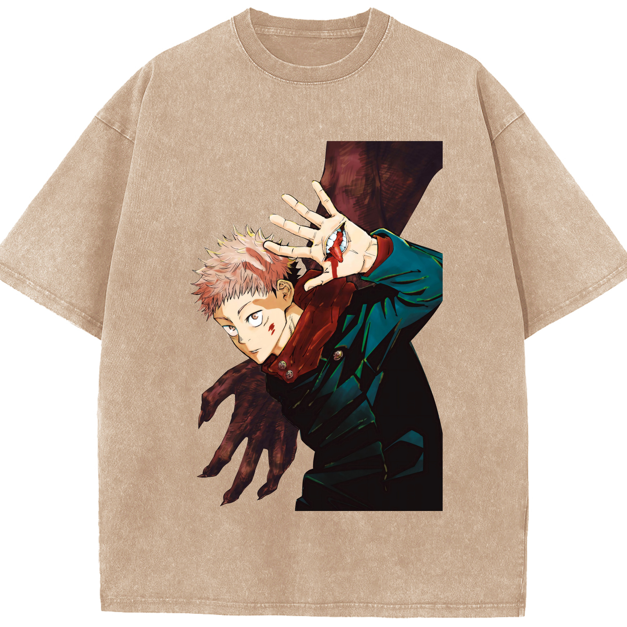 （画像用） 呪術廻戦 Jujutsu Kaisen 綿100% ヴィンテージ風 半袖Tシャツ（フロントプリント）