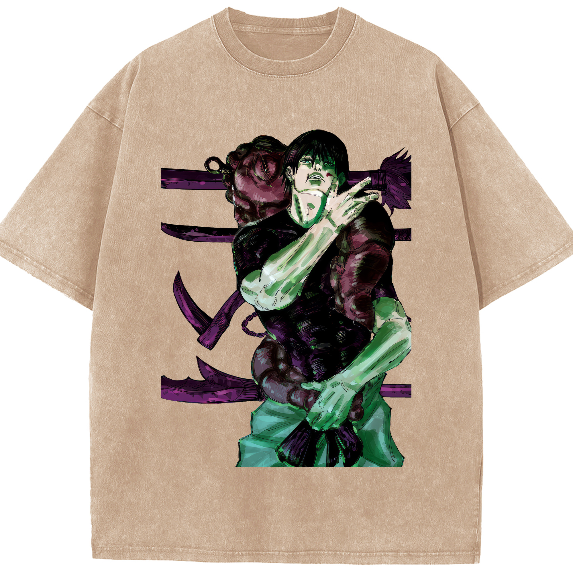 （画像用） 呪術廻戦 Jujutsu Kaisen 綿100% ヴィンテージ風 半袖Tシャツ（フロントプリント）