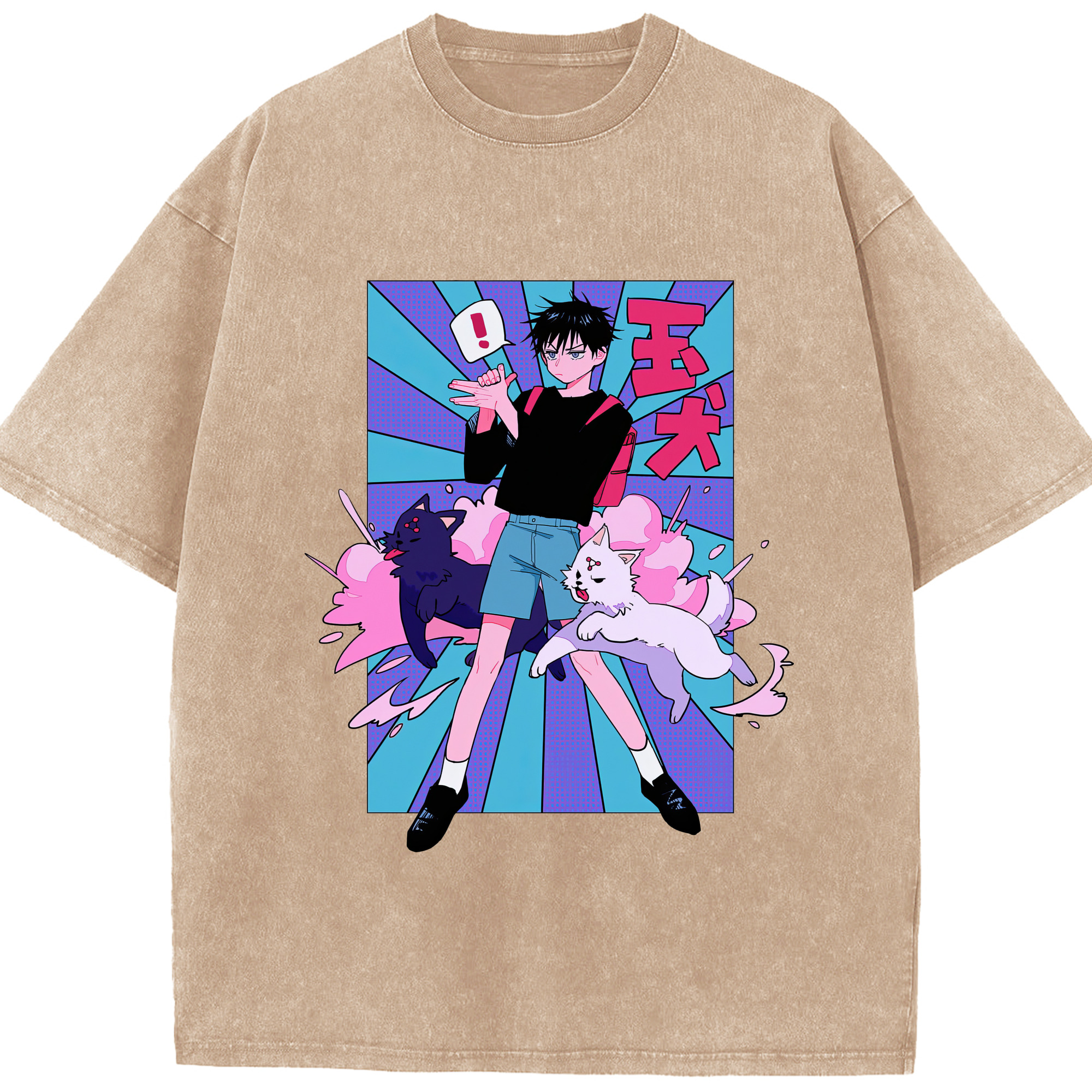 （画像用） 呪術廻戦 Jujutsu Kaisen 綿100% ヴィンテージ風 半袖Tシャツ（フロントプリント）