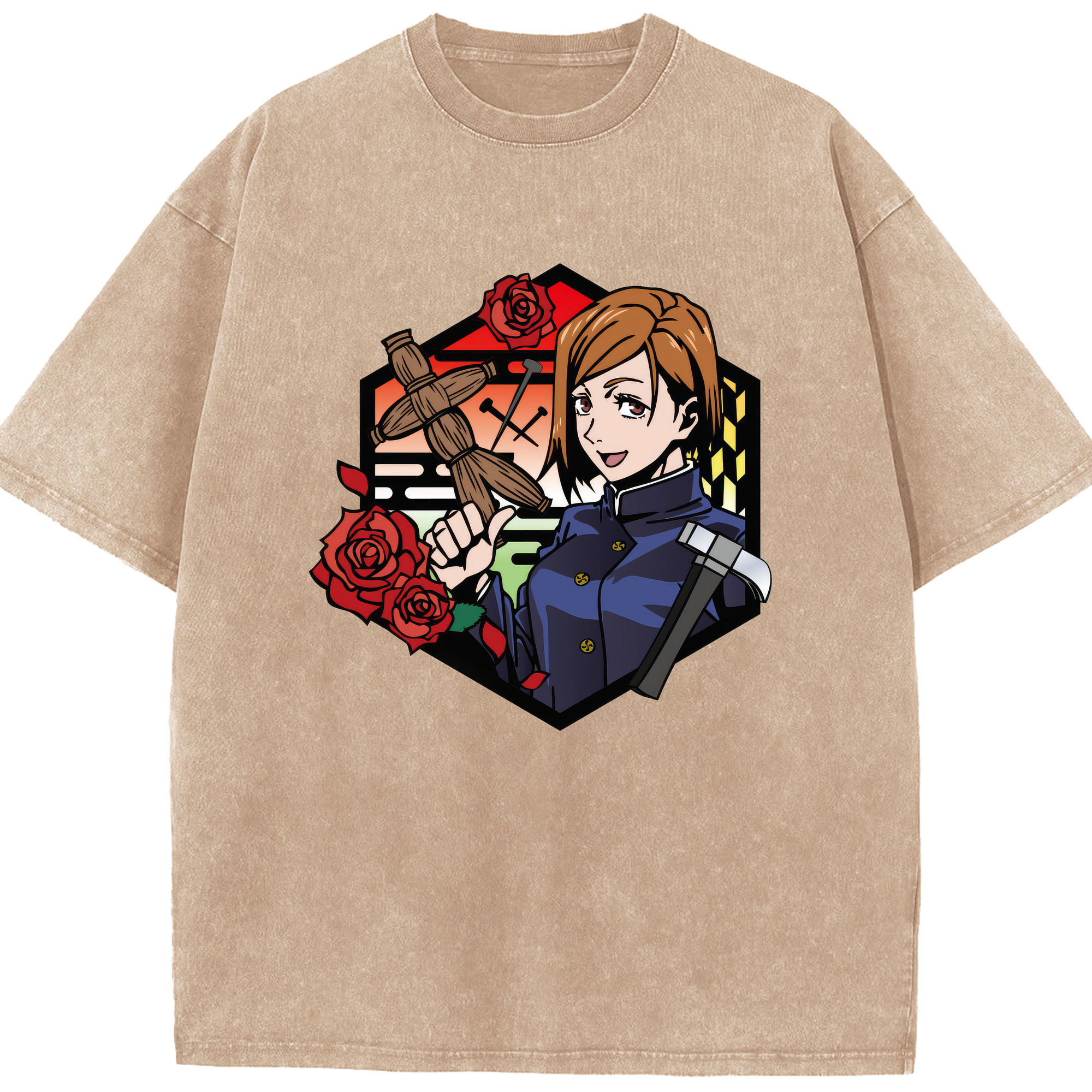 （画像用） 呪術廻戦 Jujutsu Kaisen 綿100% ヴィンテージ風 半袖Tシャツ（フロントプリント）
