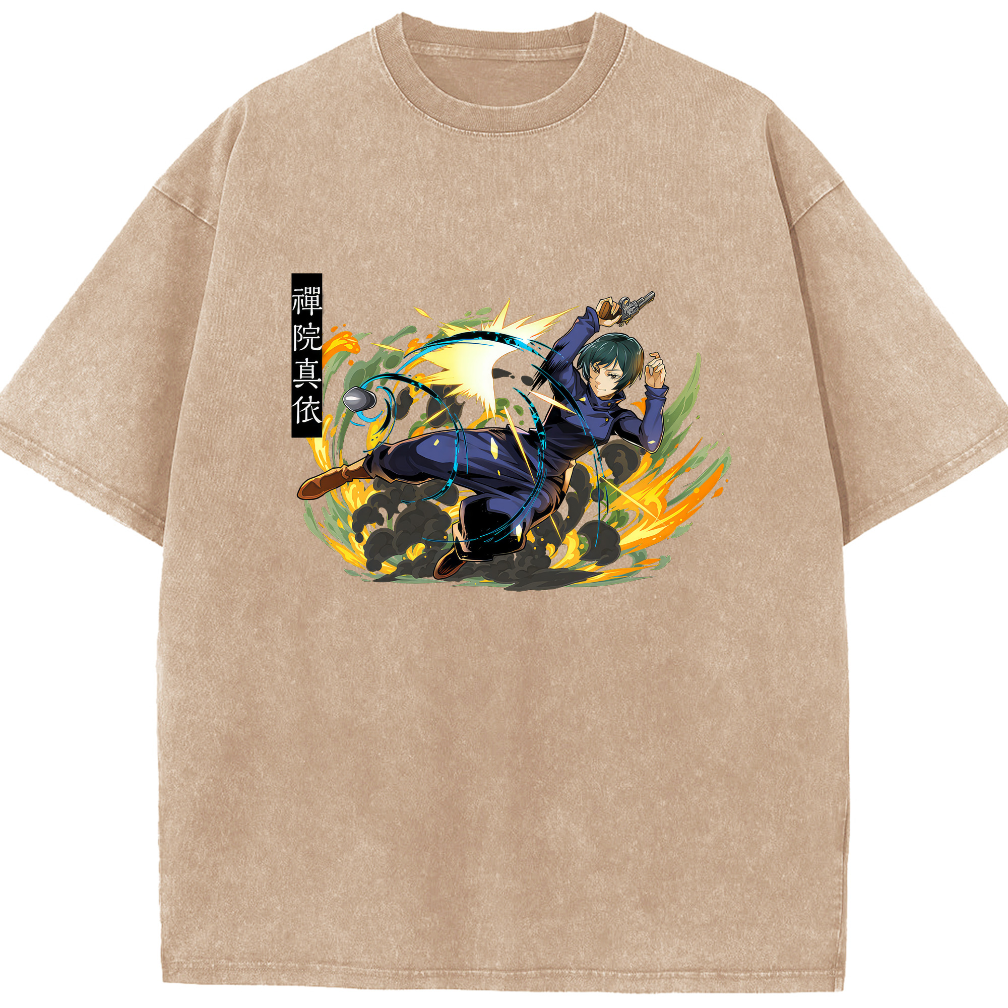 （画像用） 呪術廻戦 Jujutsu Kaisen 綿100% ヴィンテージ風 半袖Tシャツ（フロントプリント）