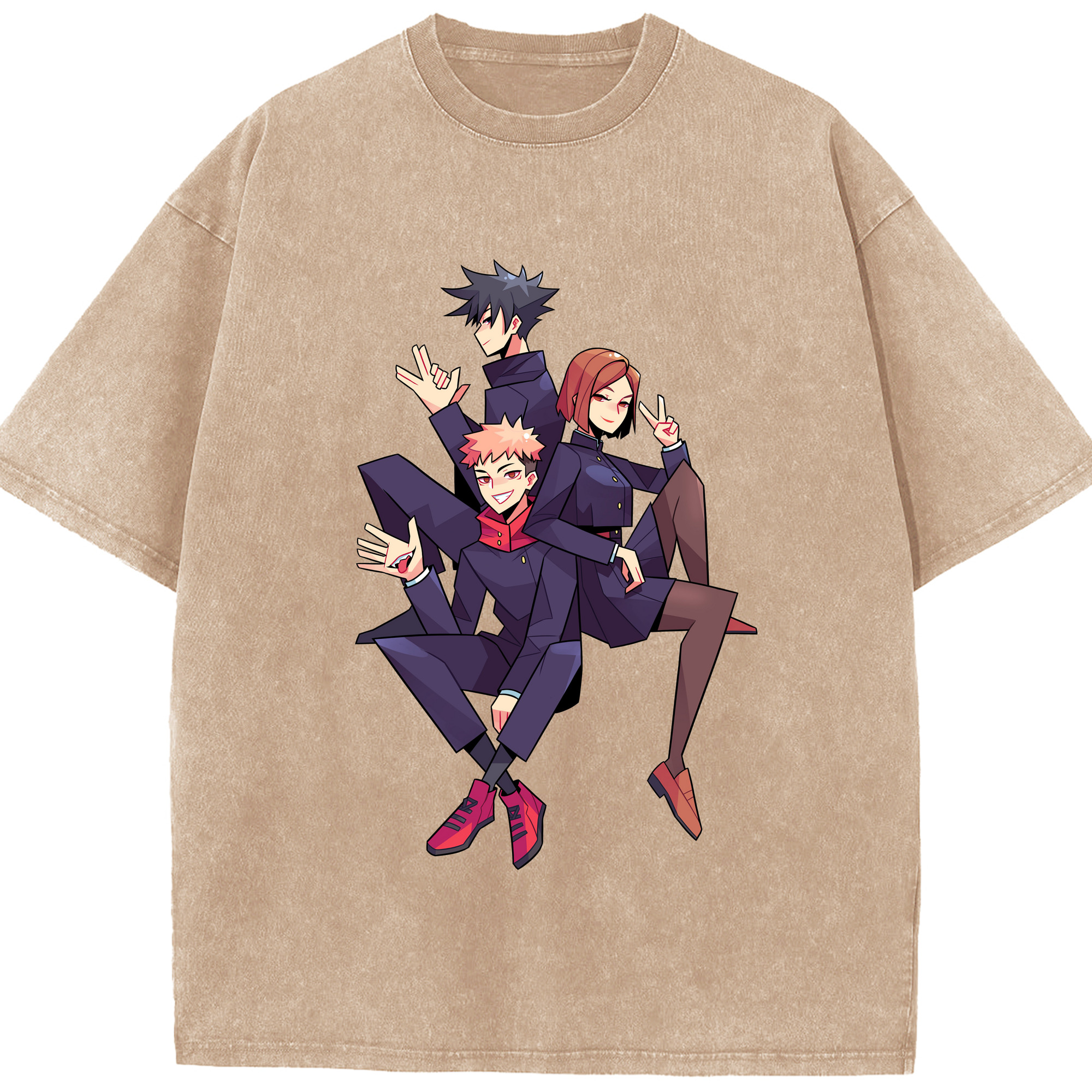 （画像用） 呪術廻戦 Jujutsu Kaisen 綿100% ヴィンテージ風 半袖Tシャツ（フロントプリント）