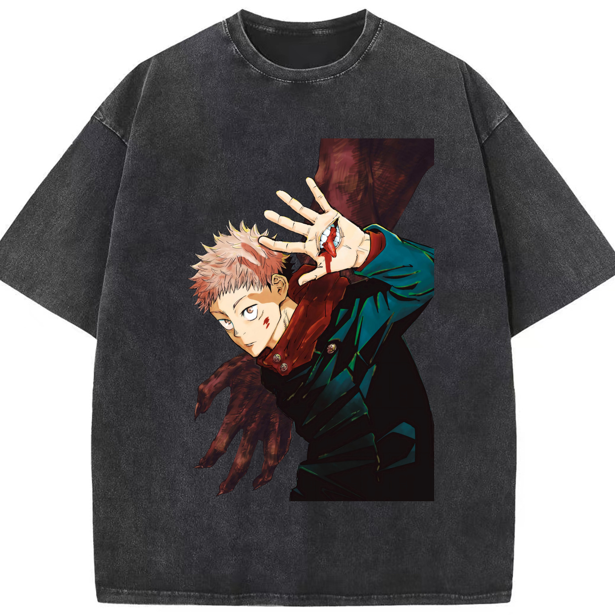 （画像用） 呪術廻戦 Jujutsu Kaisen 綿100% ヴィンテージ風 半袖Tシャツ（フロントプリント）