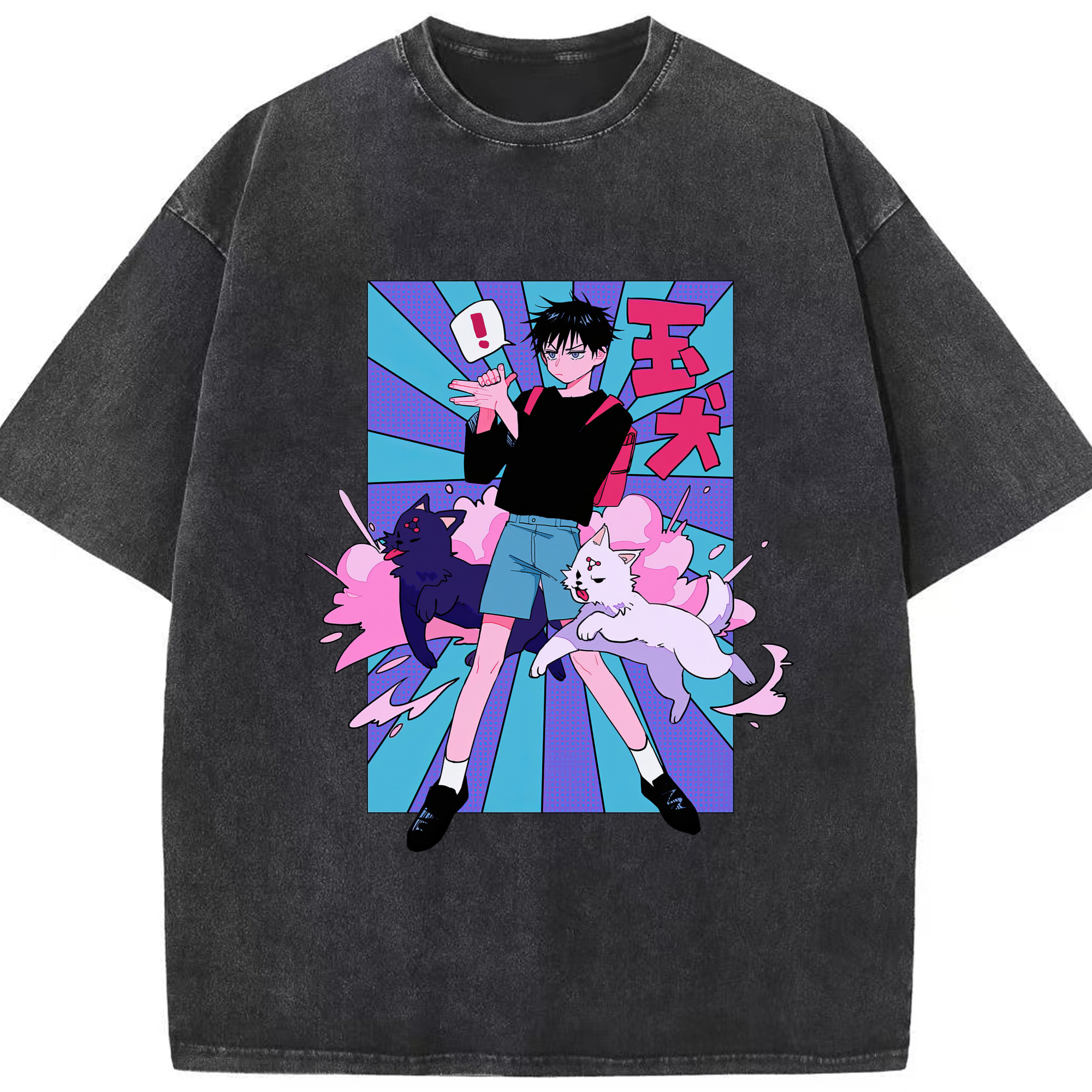 （画像用） 呪術廻戦 Jujutsu Kaisen 綿100% ヴィンテージ風 半袖Tシャツ（フロントプリント）