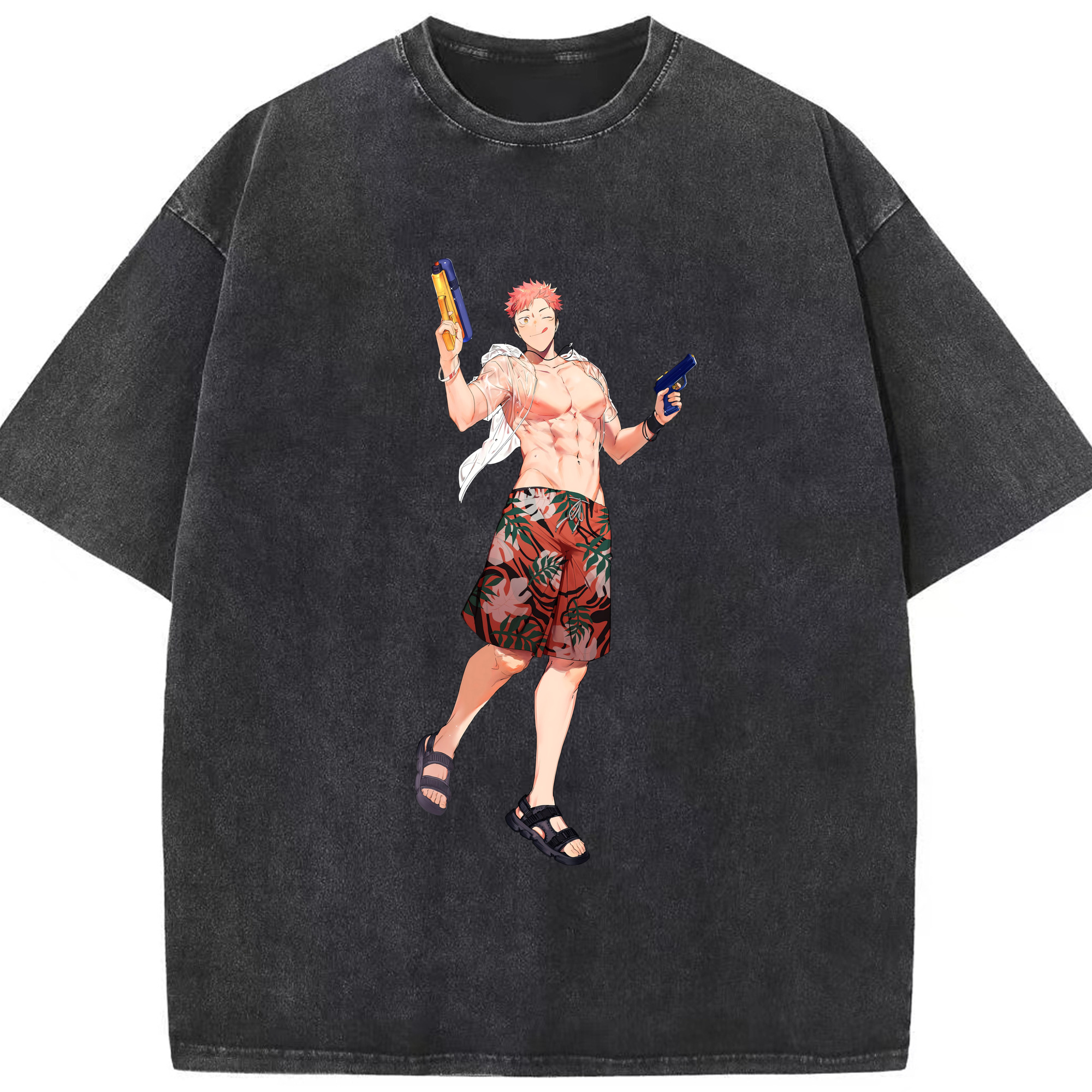 （画像用） 呪術廻戦 Jujutsu Kaisen 綿100% ヴィンテージ風 半袖Tシャツ（フロントプリント）