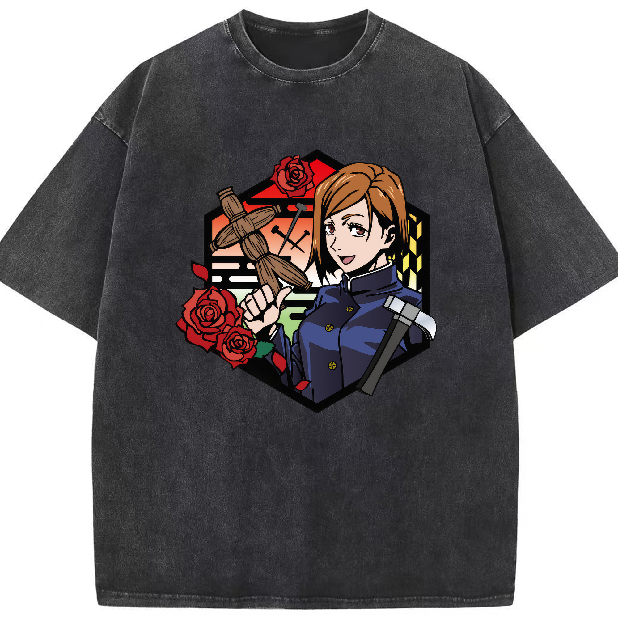 （画像用） 呪術廻戦 Jujutsu Kaisen 綿100% ヴィンテージ風 半袖Tシャツ（フロントプリント）