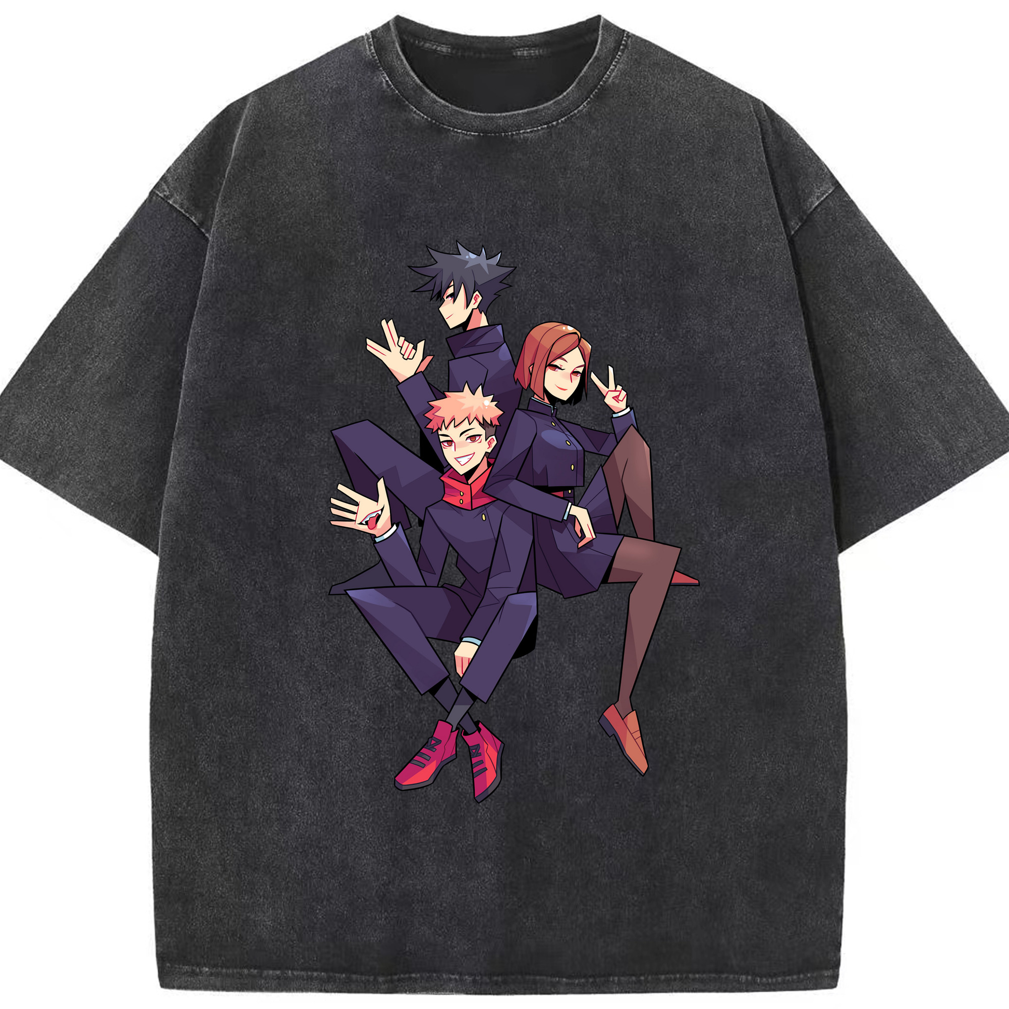 （画像用） 呪術廻戦 Jujutsu Kaisen 綿100% ヴィンテージ風 半袖Tシャツ（フロントプリント）
