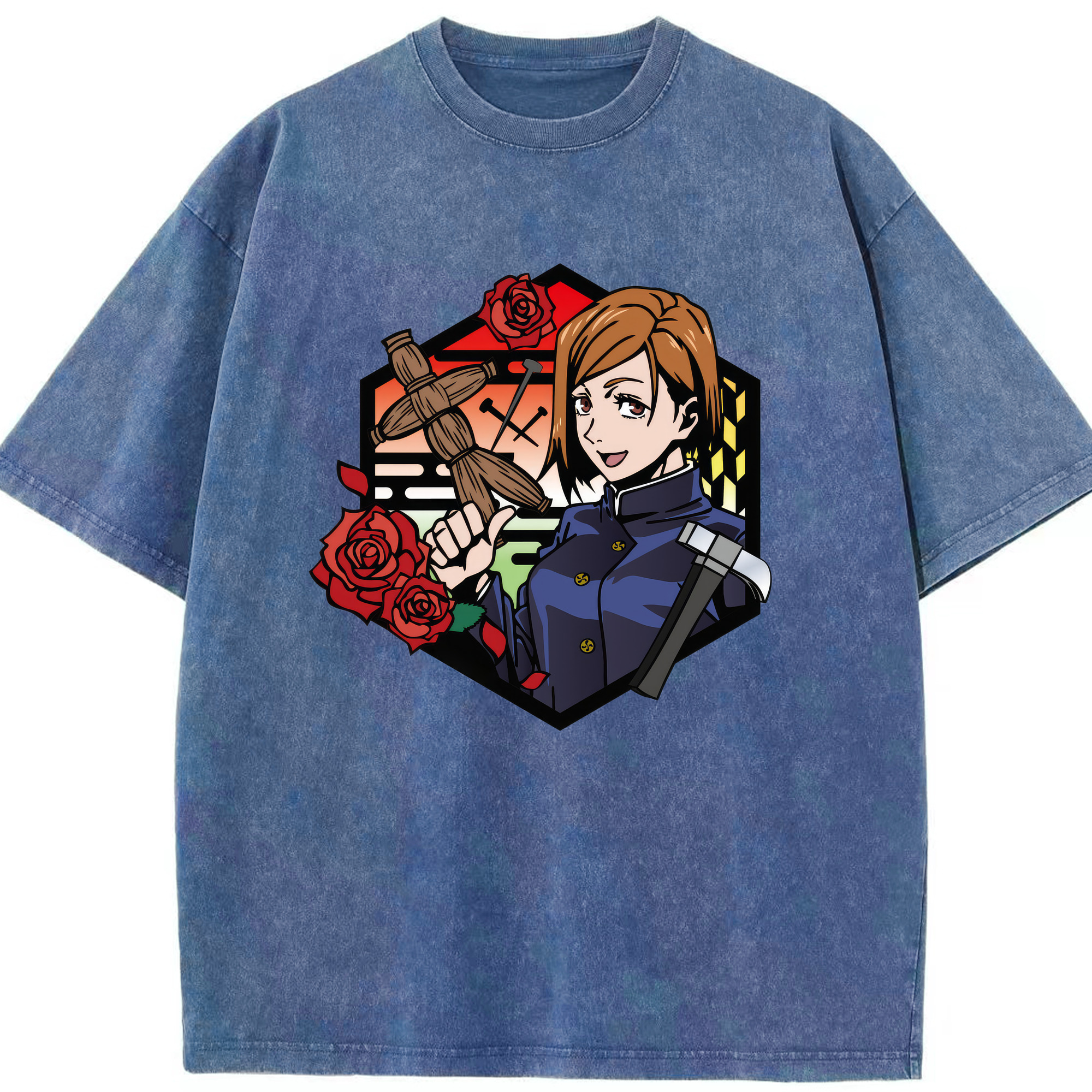 （画像用） 呪術廻戦 Jujutsu Kaisen 綿100% ヴィンテージ風 半袖Tシャツ（フロントプリント）
