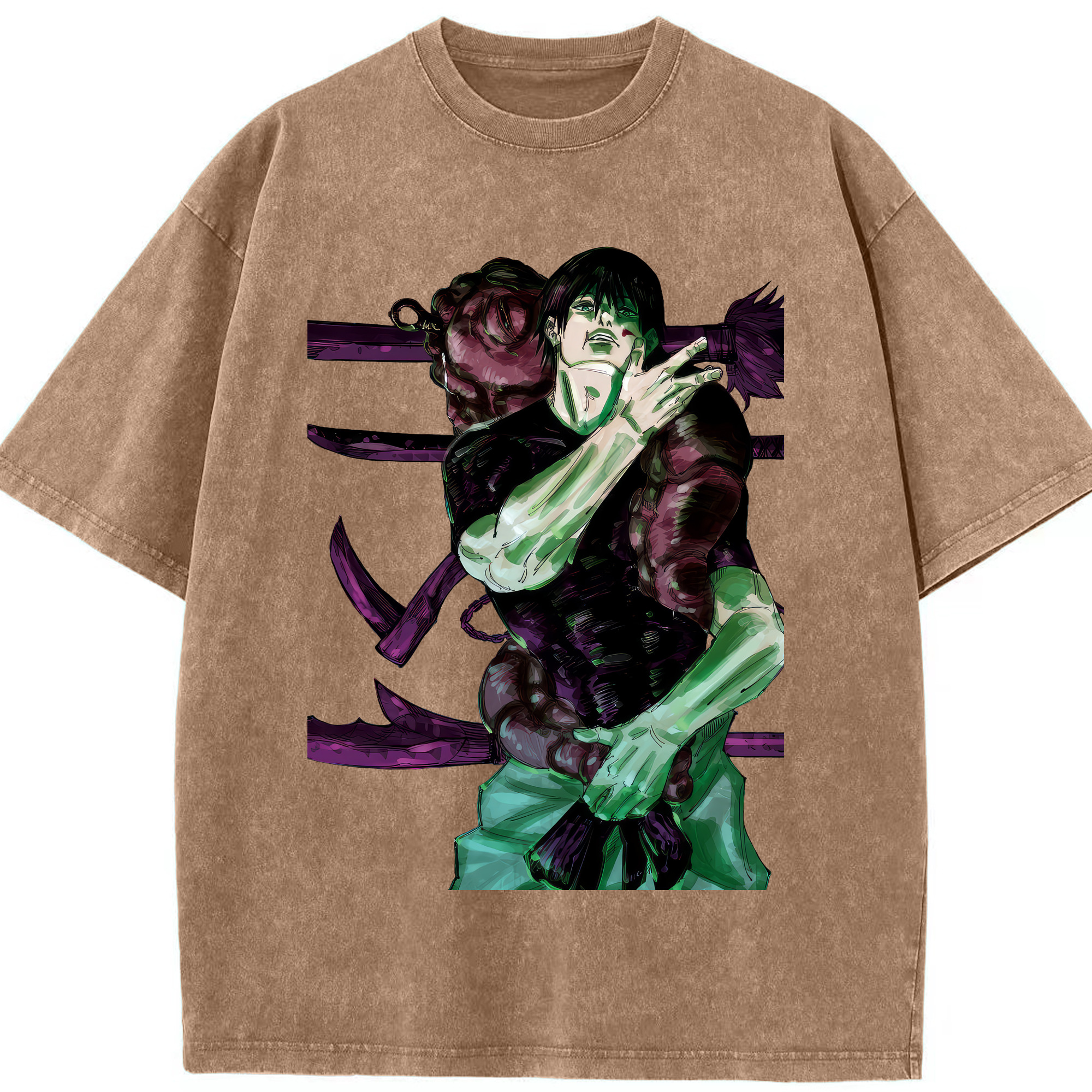 （画像用） 呪術廻戦 Jujutsu Kaisen 綿100% ヴィンテージ風 半袖Tシャツ（フロントプリント）