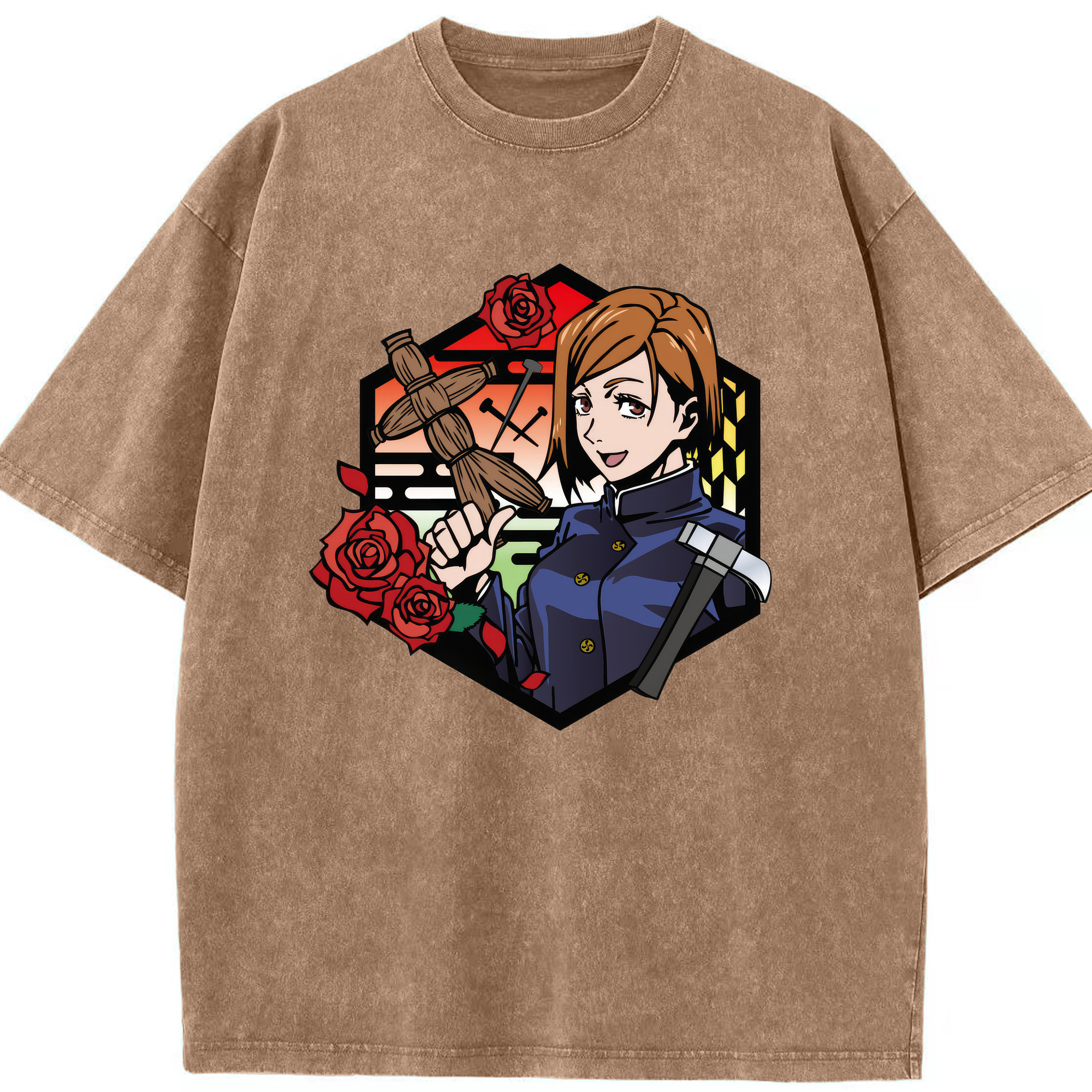 （画像用） 呪術廻戦 Jujutsu Kaisen 綿100% ヴィンテージ風 半袖Tシャツ（フロントプリント）