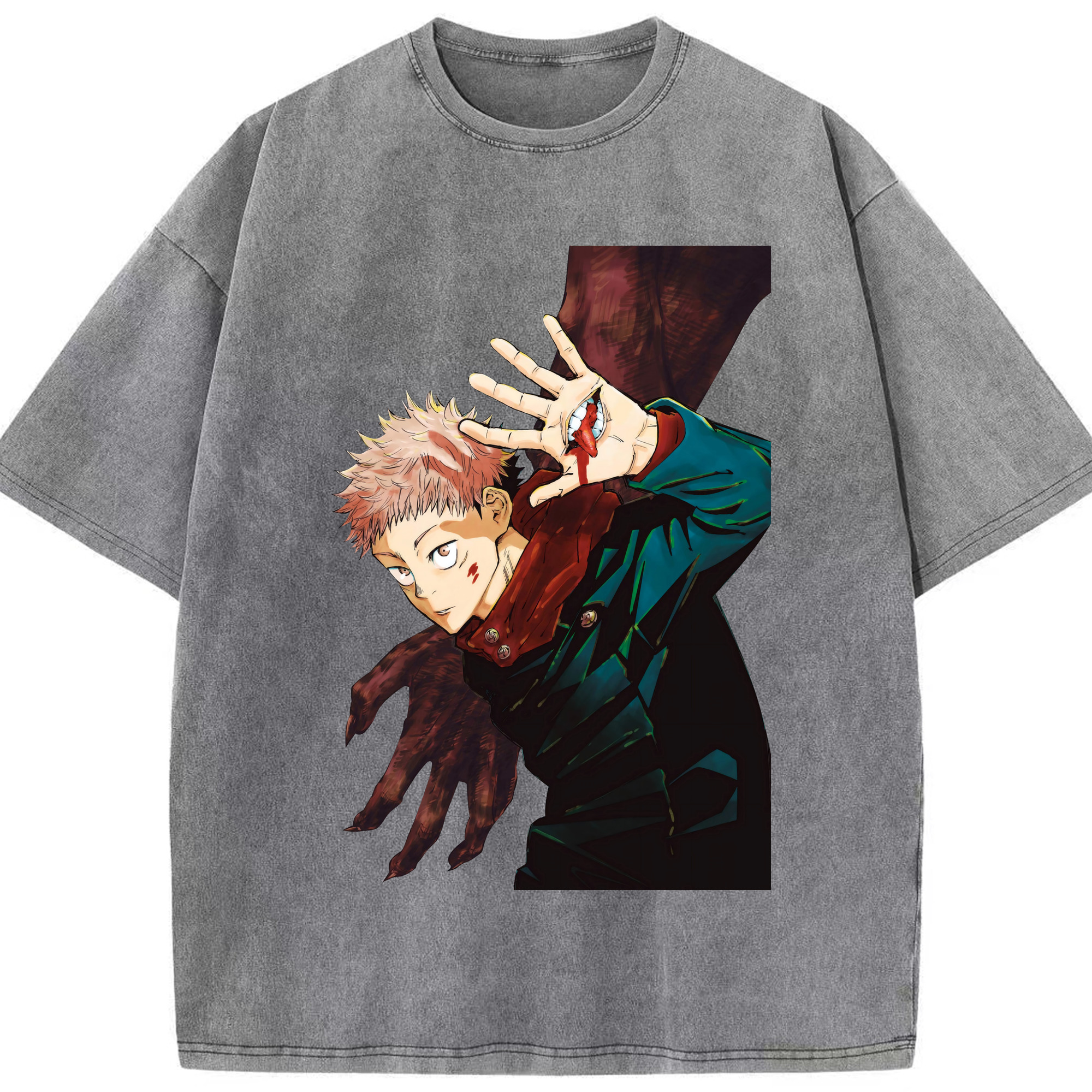 （画像用） 呪術廻戦 Jujutsu Kaisen 綿100% ヴィンテージ風 半袖Tシャツ（フロントプリント）