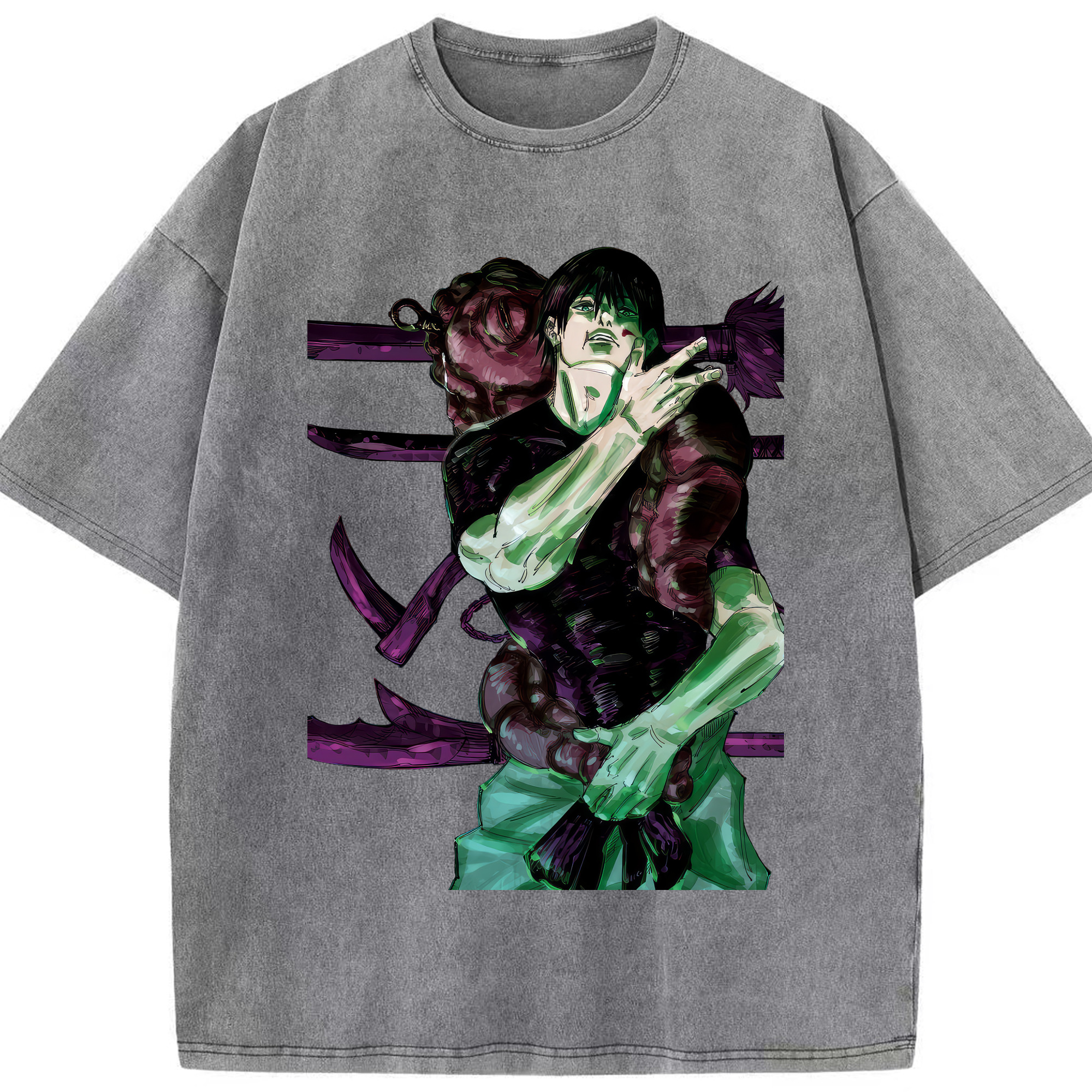 （画像用） 呪術廻戦 Jujutsu Kaisen 綿100% ヴィンテージ風 半袖Tシャツ（フロントプリント）
