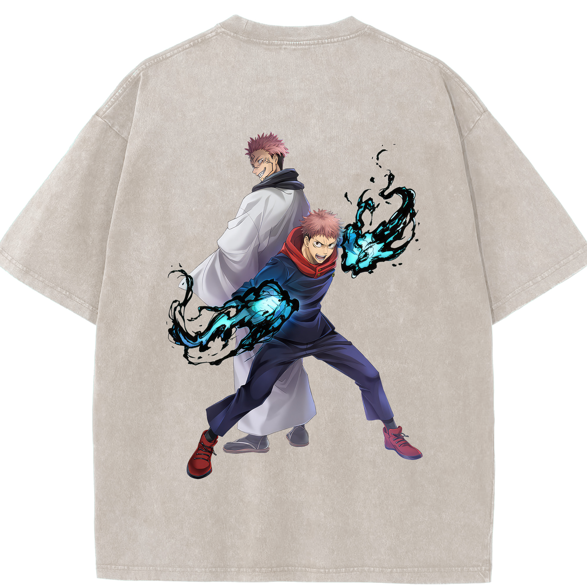 （画像用） 呪術廻戦 Jujutsu Kaisen 綿100% ヴィンテージ風 半袖Tシャツ（背面プリント）