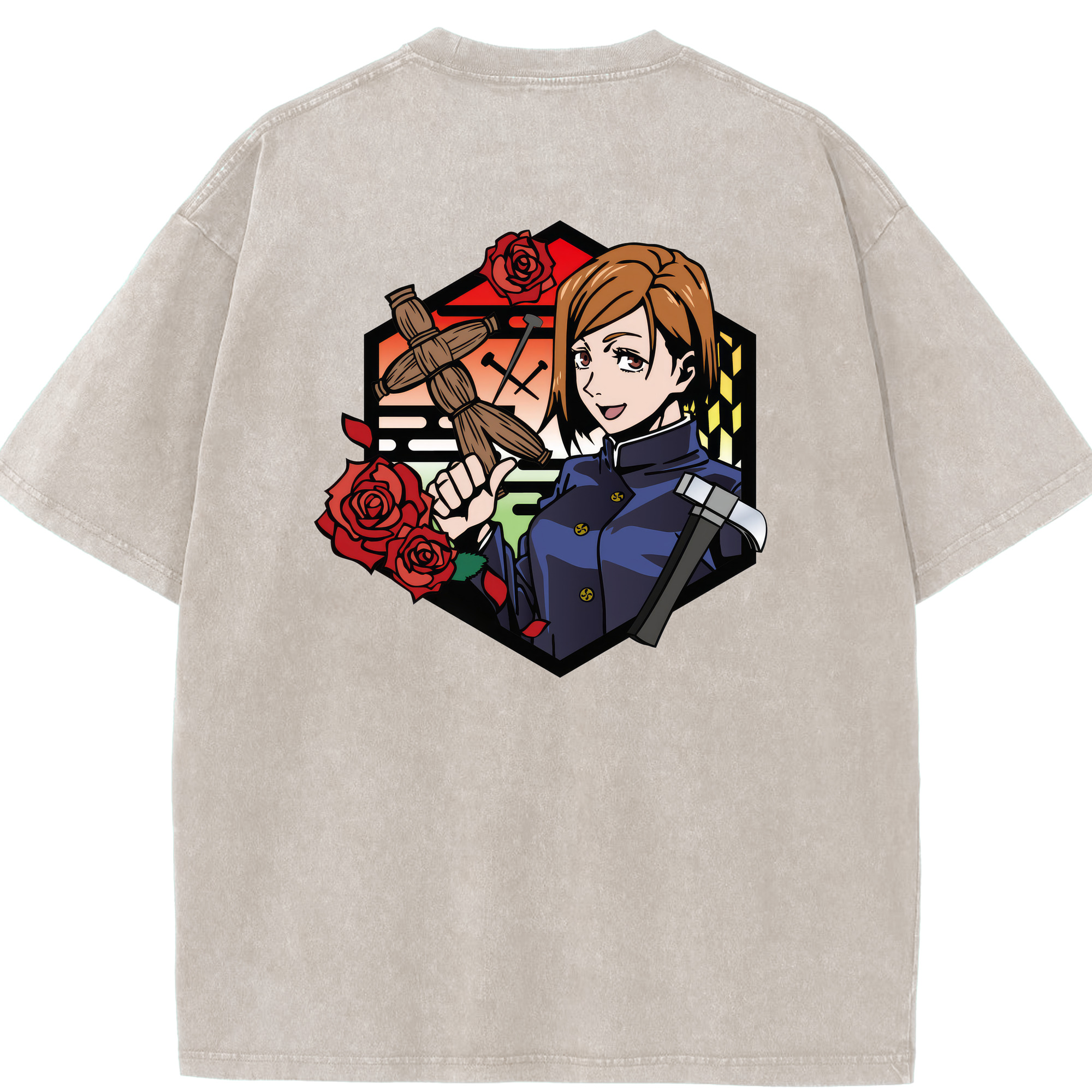 （画像用） 呪術廻戦 Jujutsu Kaisen 綿100% ヴィンテージ風 半袖Tシャツ（背面プリント）