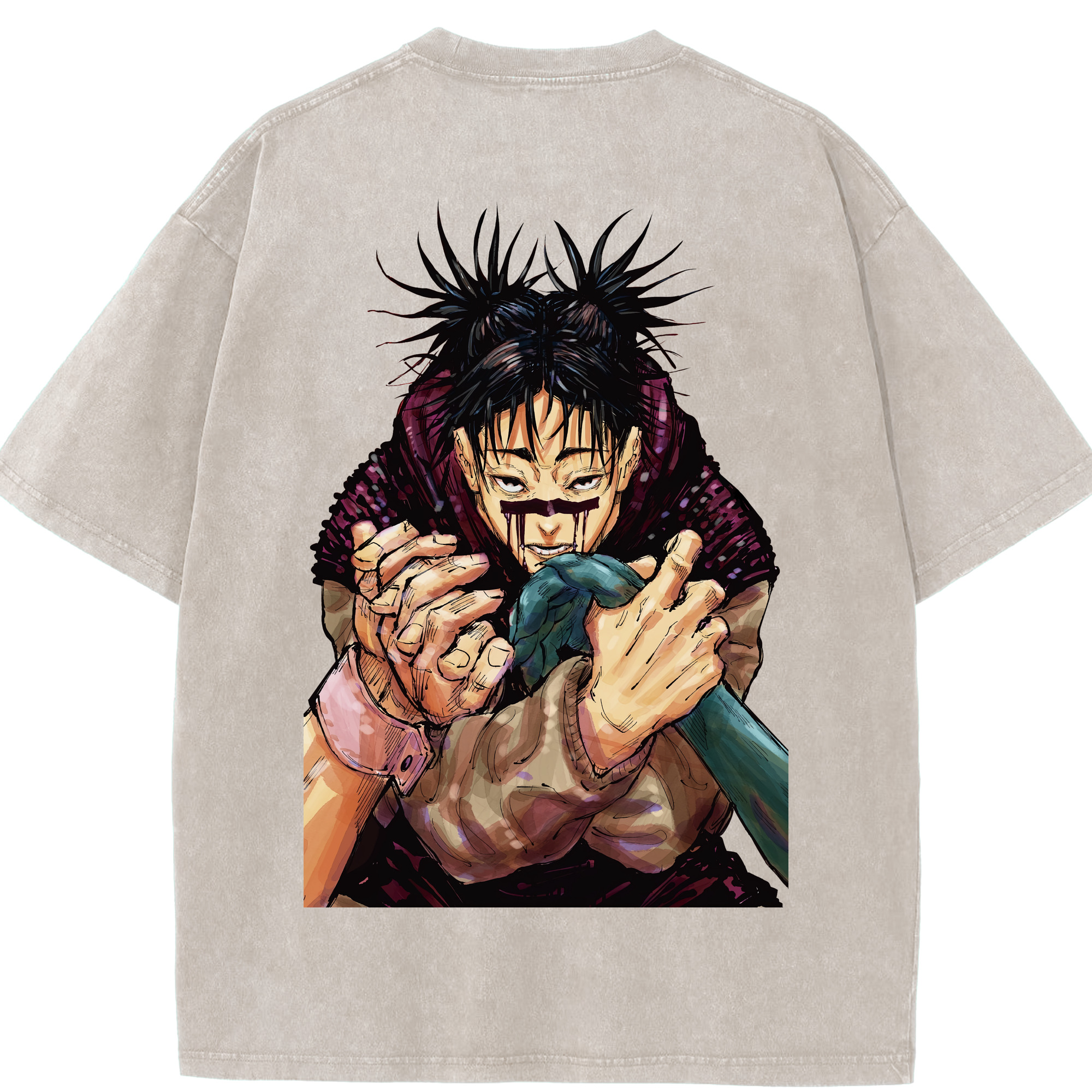 （画像用） 呪術廻戦 Jujutsu Kaisen 綿100% ヴィンテージ風 半袖Tシャツ（背面プリント）