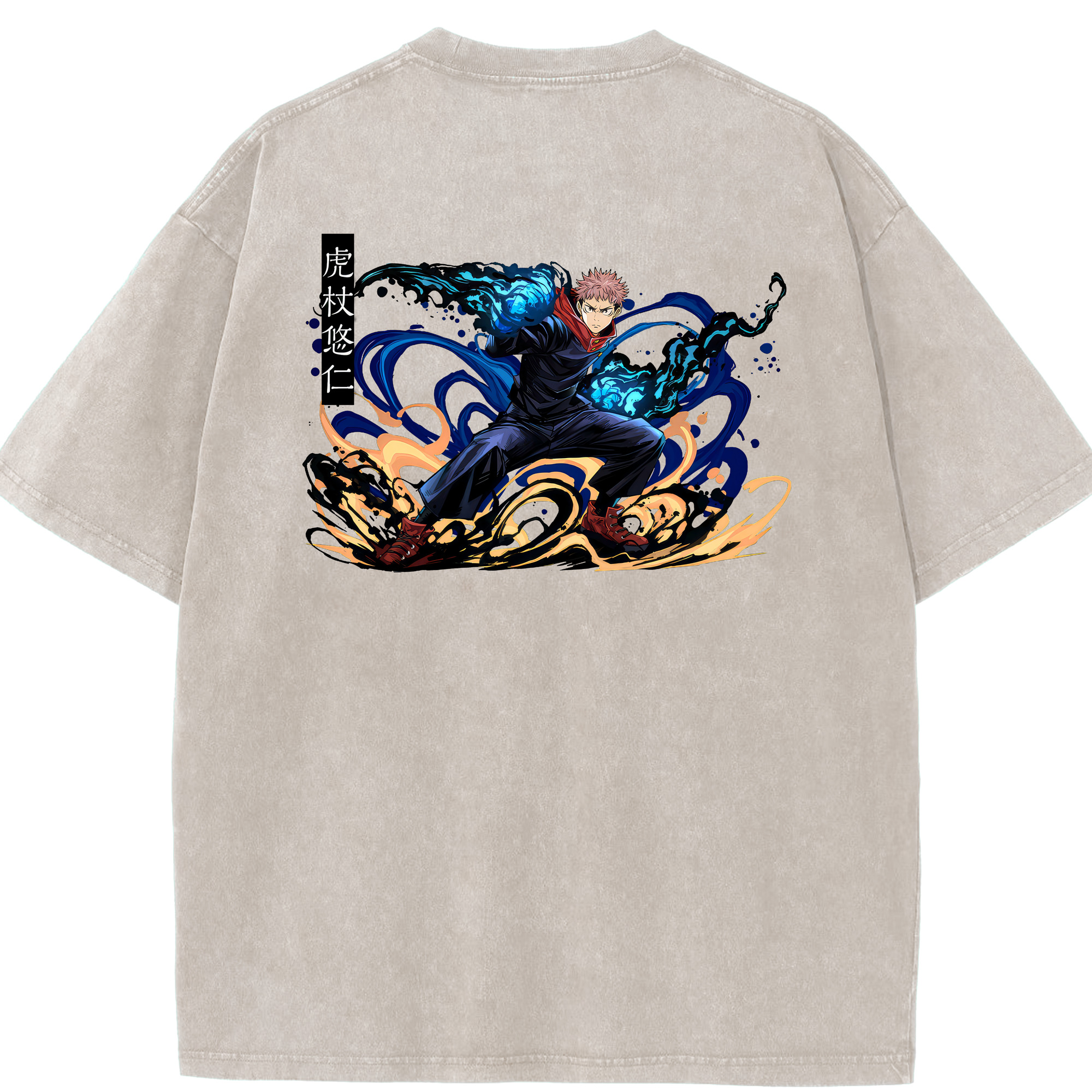 （画像用） 呪術廻戦 Jujutsu Kaisen 綿100% ヴィンテージ風 半袖Tシャツ（背面プリント）