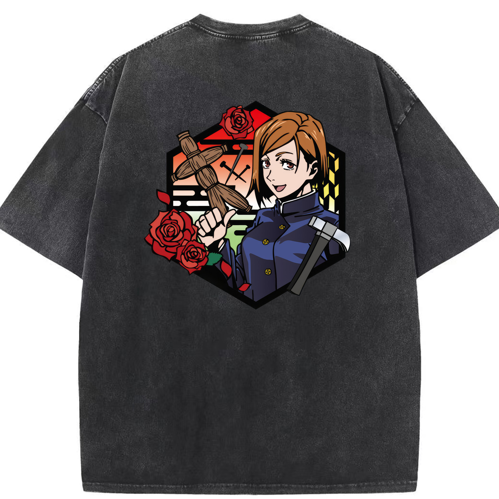 （画像用） 呪術廻戦 Jujutsu Kaisen 綿100% ヴィンテージ風 半袖Tシャツ（背面プリント）