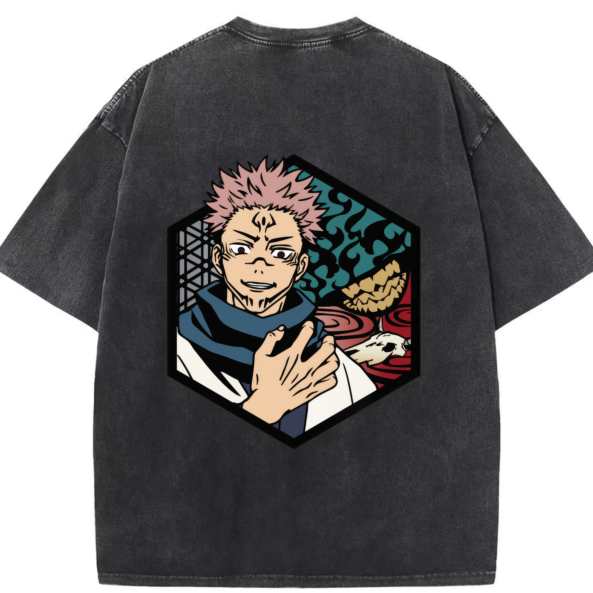 （画像用） 呪術廻戦 Jujutsu Kaisen 綿100% ヴィンテージ風 半袖Tシャツ（背面プリント）