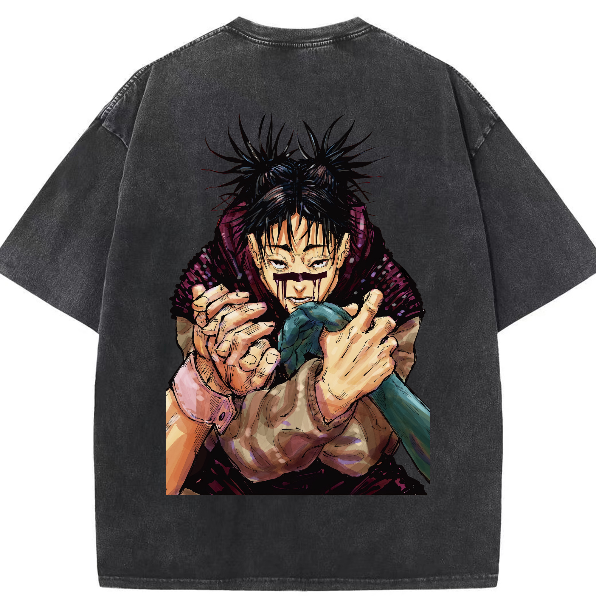 （画像用） 呪術廻戦 Jujutsu Kaisen 綿100% ヴィンテージ風 半袖Tシャツ（背面プリント）