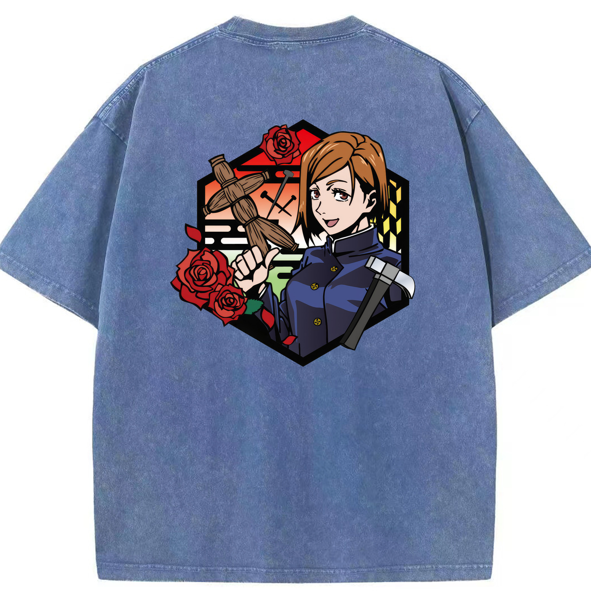 （画像用） 呪術廻戦 Jujutsu Kaisen 綿100% ヴィンテージ風 半袖Tシャツ（背面プリント）