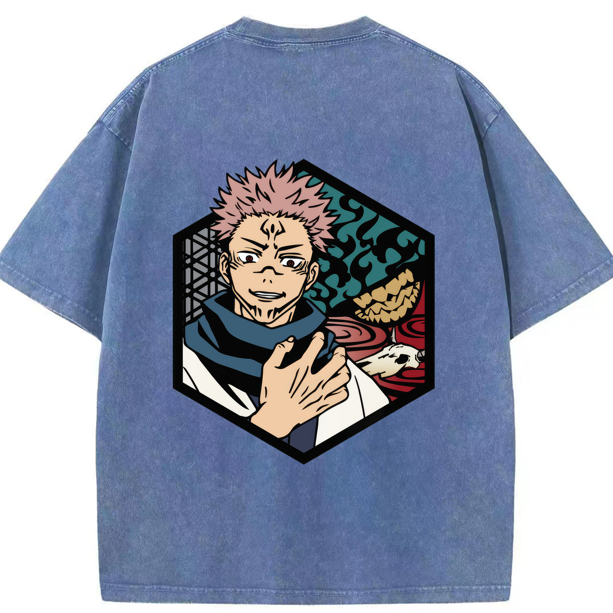 （画像用） 呪術廻戦 Jujutsu Kaisen 綿100% ヴィンテージ風 半袖Tシャツ（背面プリント）
