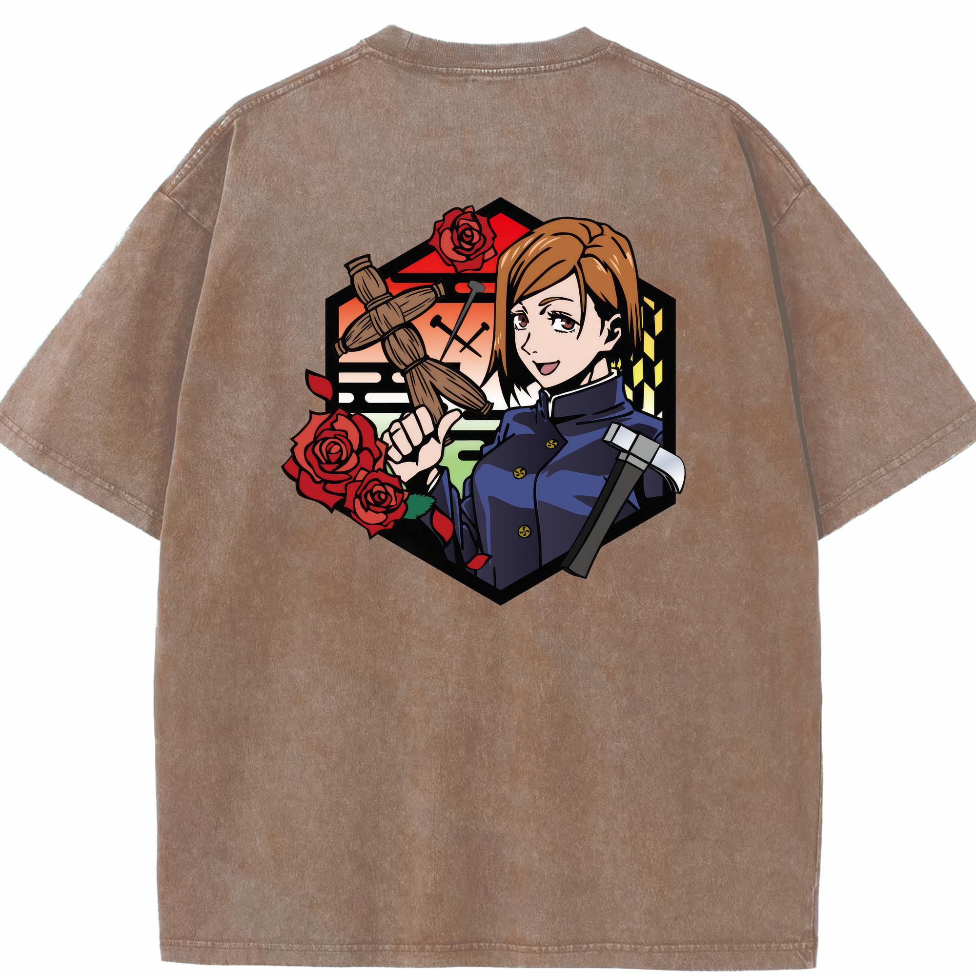 （画像用） 呪術廻戦 Jujutsu Kaisen 綿100% ヴィンテージ風 半袖Tシャツ（背面プリント）