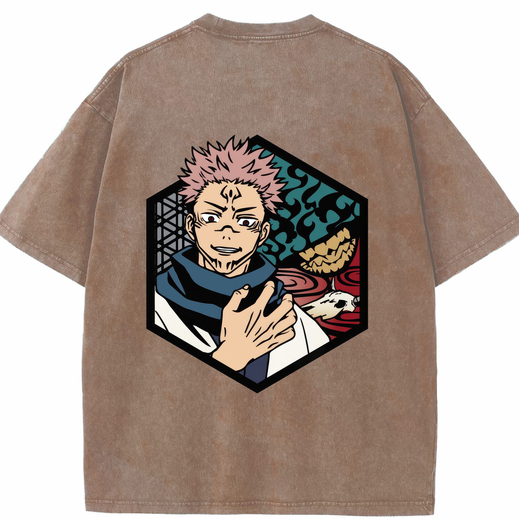 （画像用） 呪術廻戦 Jujutsu Kaisen 綿100% ヴィンテージ風 半袖Tシャツ（背面プリント）