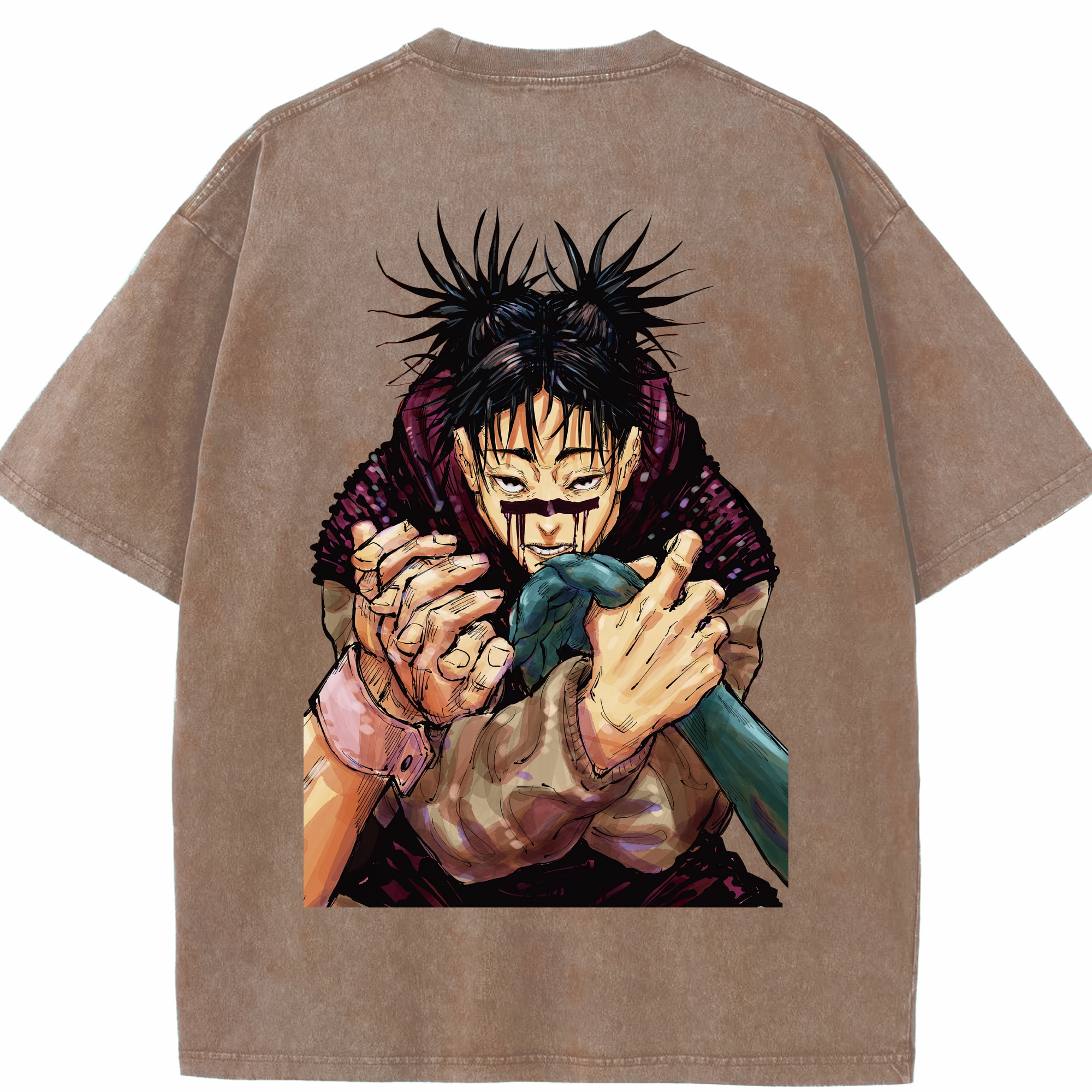 （画像用） 呪術廻戦 Jujutsu Kaisen 綿100% ヴィンテージ風 半袖Tシャツ（背面プリント）
