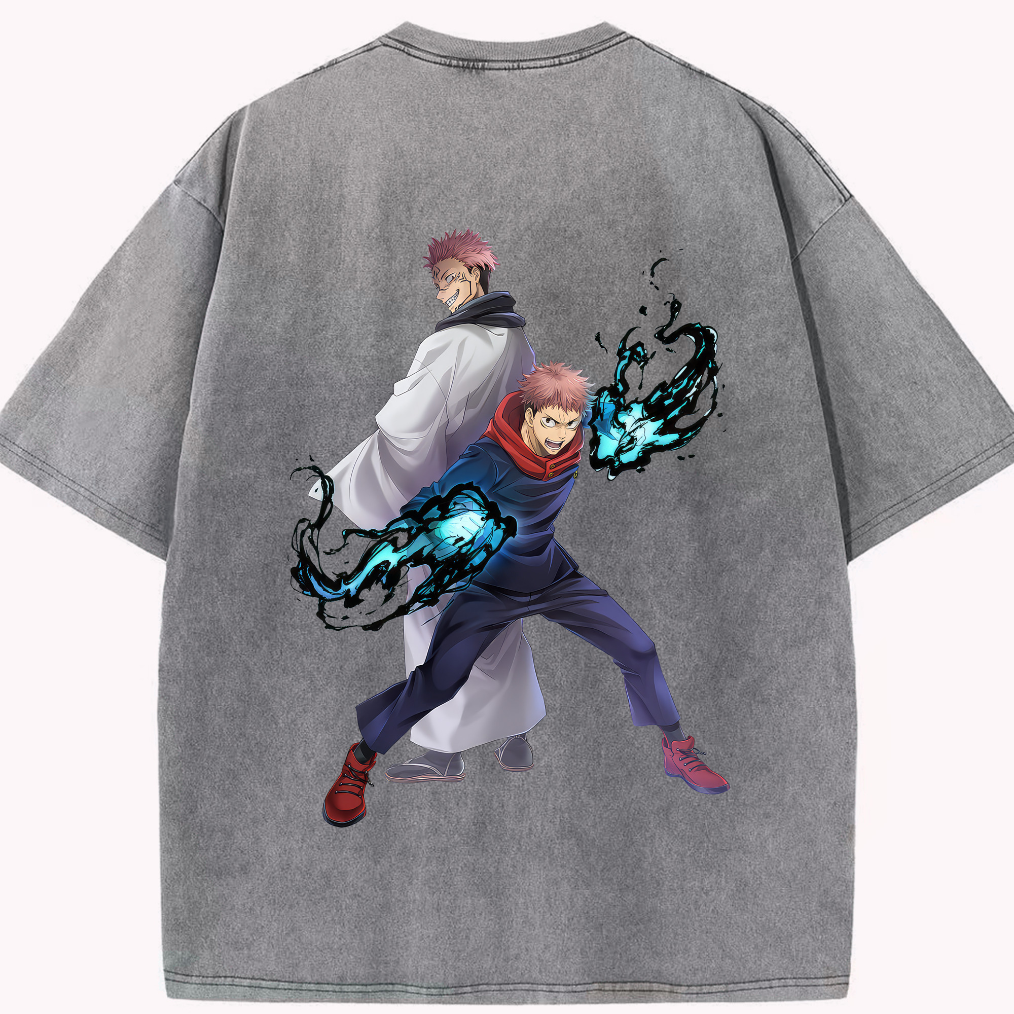 （画像用） 呪術廻戦 Jujutsu Kaisen 綿100% ヴィンテージ風 半袖Tシャツ（背面プリント）