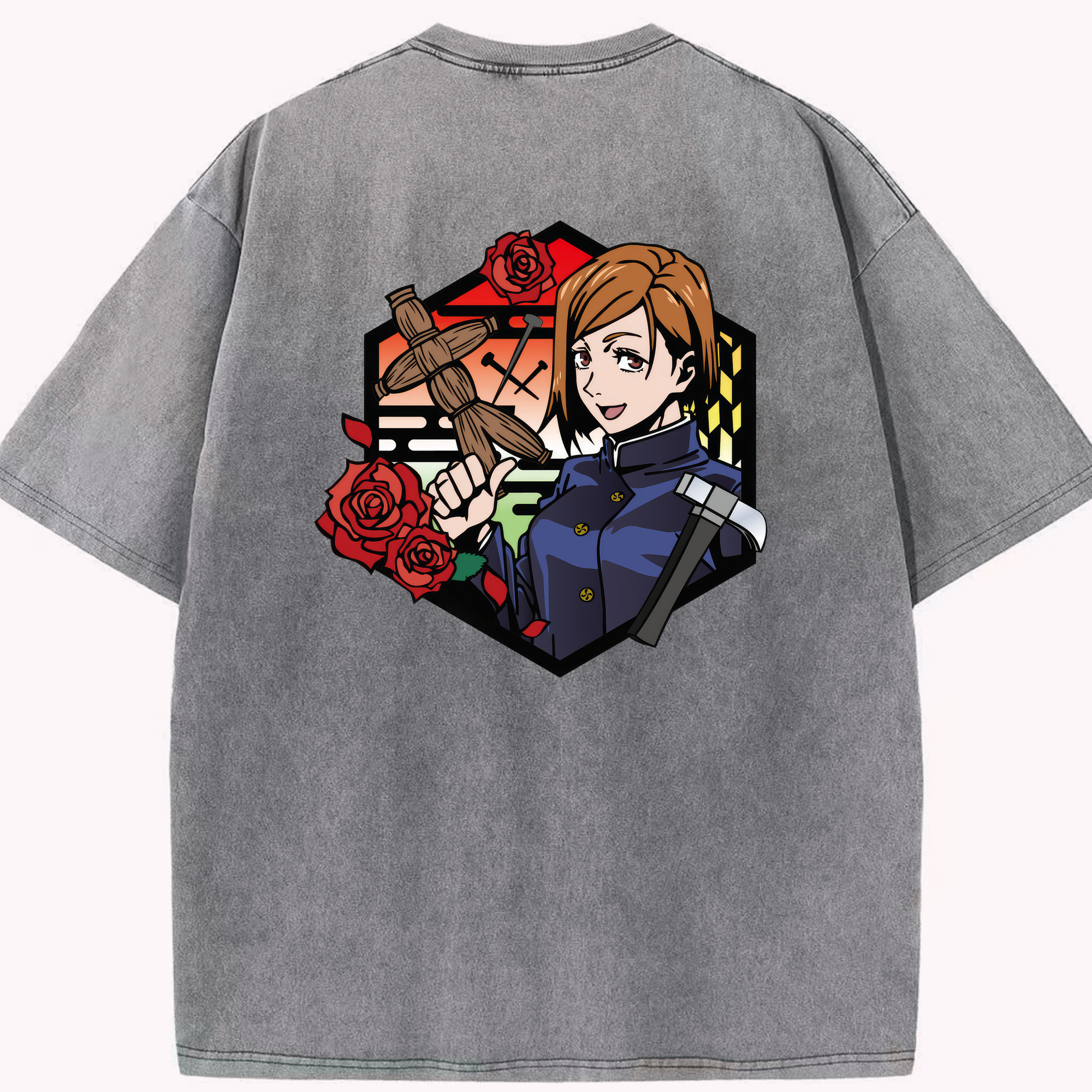 （画像用） 呪術廻戦 Jujutsu Kaisen 綿100% ヴィンテージ風 半袖Tシャツ（背面プリント）