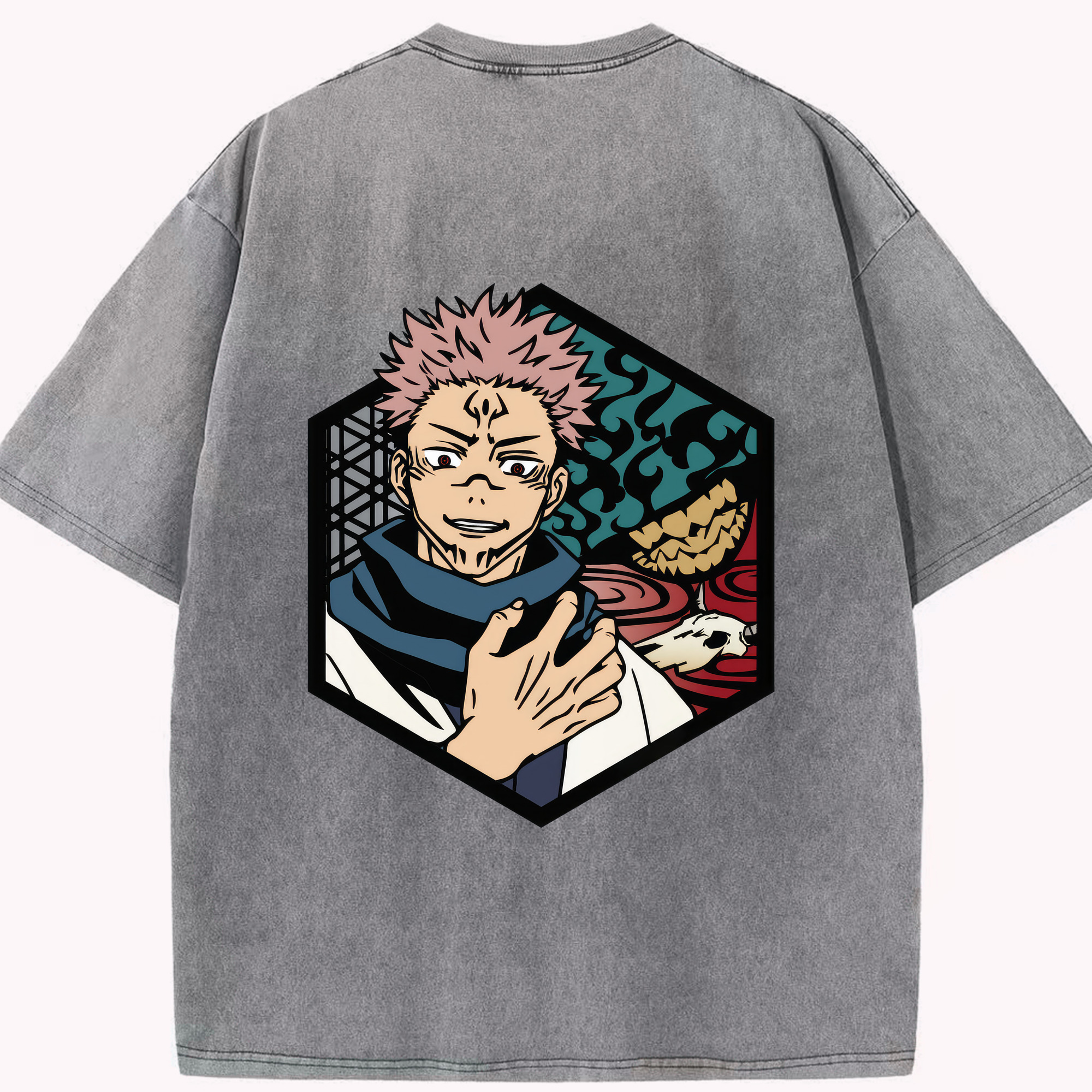 （画像用） 呪術廻戦 Jujutsu Kaisen 綿100% ヴィンテージ風 半袖Tシャツ（背面プリント）