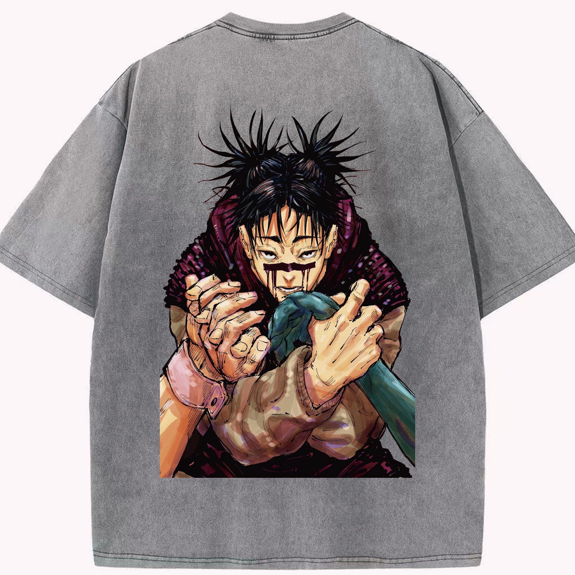 （画像用） 呪術廻戦 Jujutsu Kaisen 綿100% ヴィンテージ風 半袖Tシャツ（背面プリント）