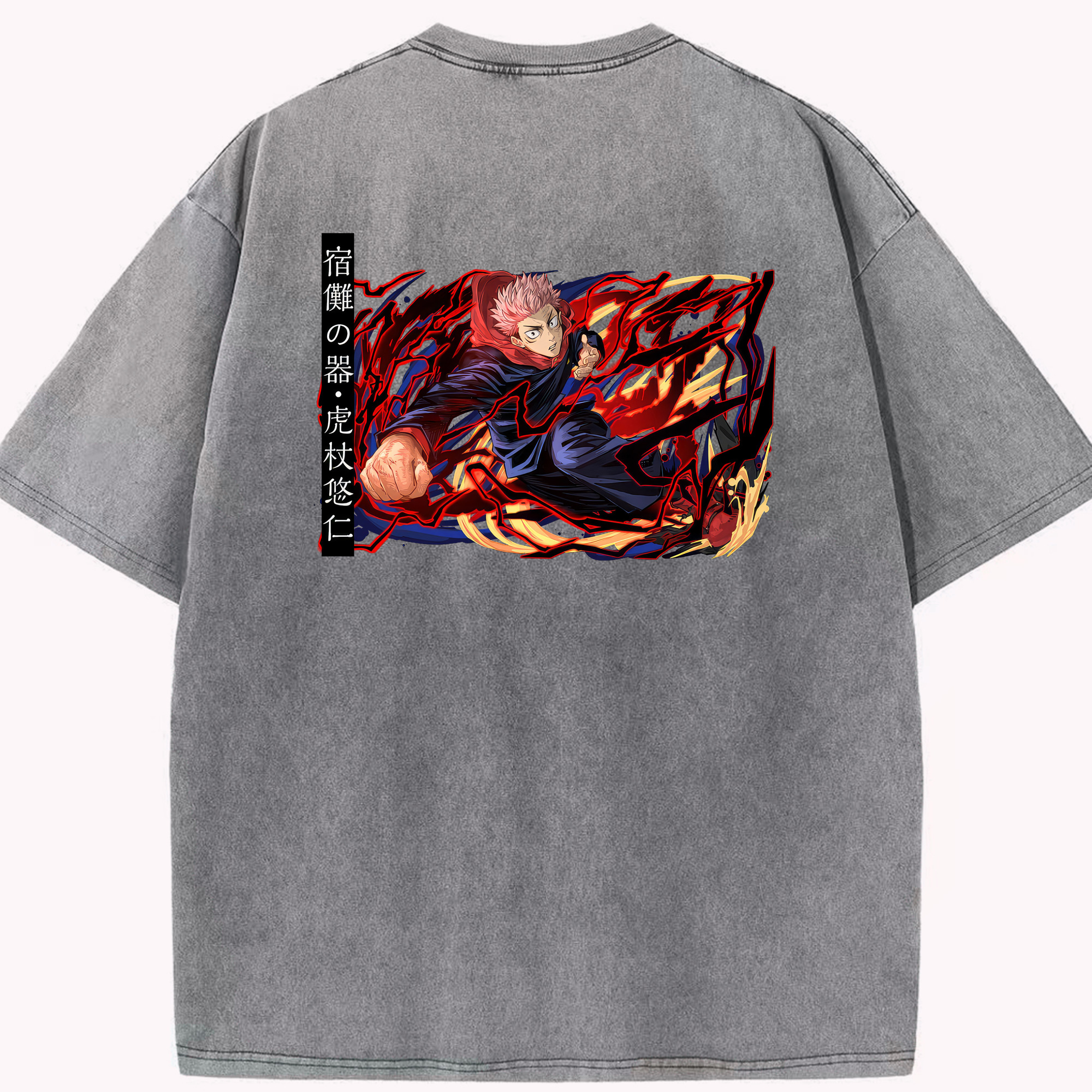 （画像用） 呪術廻戦 Jujutsu Kaisen 綿100% ヴィンテージ風 半袖Tシャツ（背面プリント）