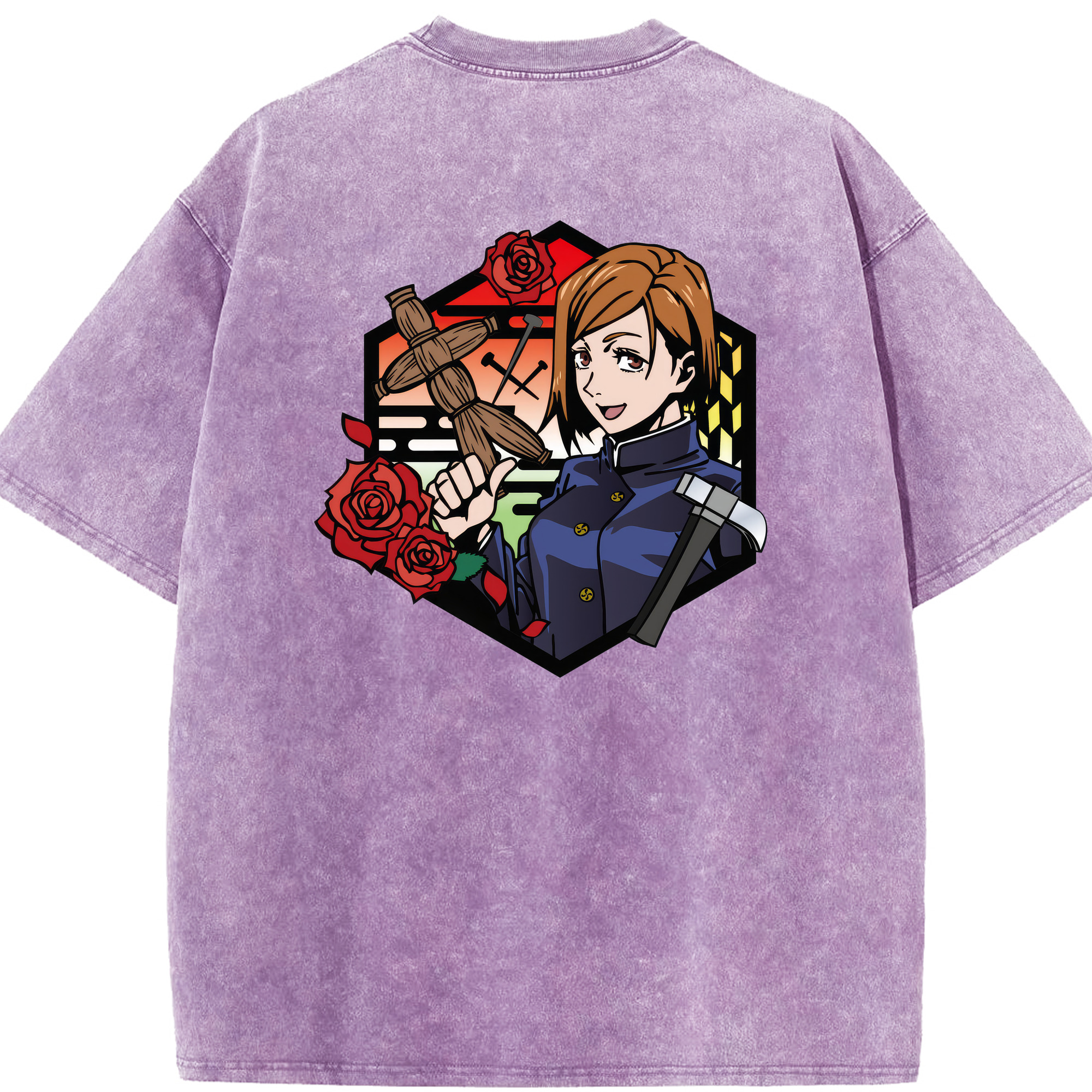 （画像用） 呪術廻戦 Jujutsu Kaisen 綿100% ヴィンテージ風 半袖Tシャツ（背面プリント）