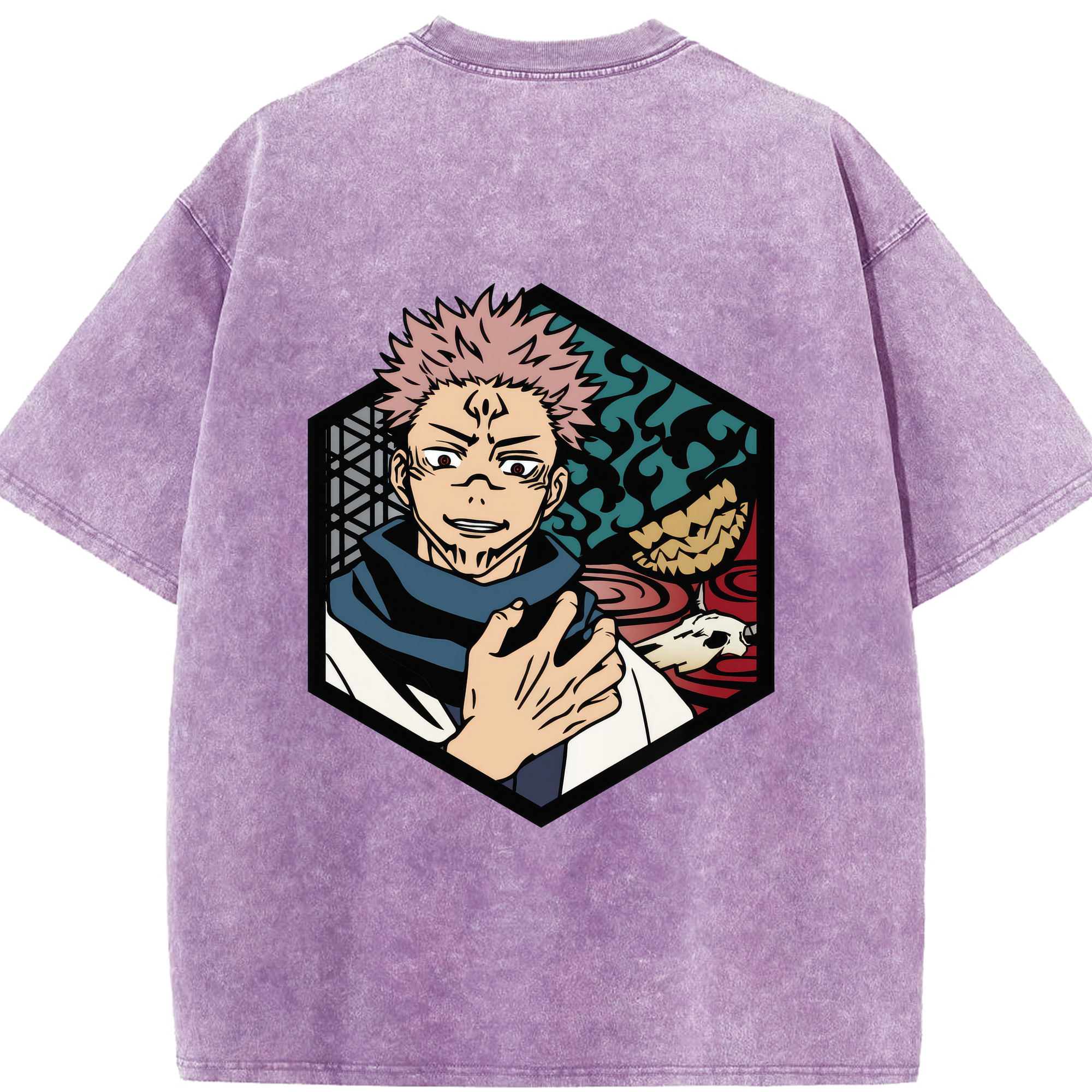 （画像用） 呪術廻戦 Jujutsu Kaisen 綿100% ヴィンテージ風 半袖Tシャツ（背面プリント）