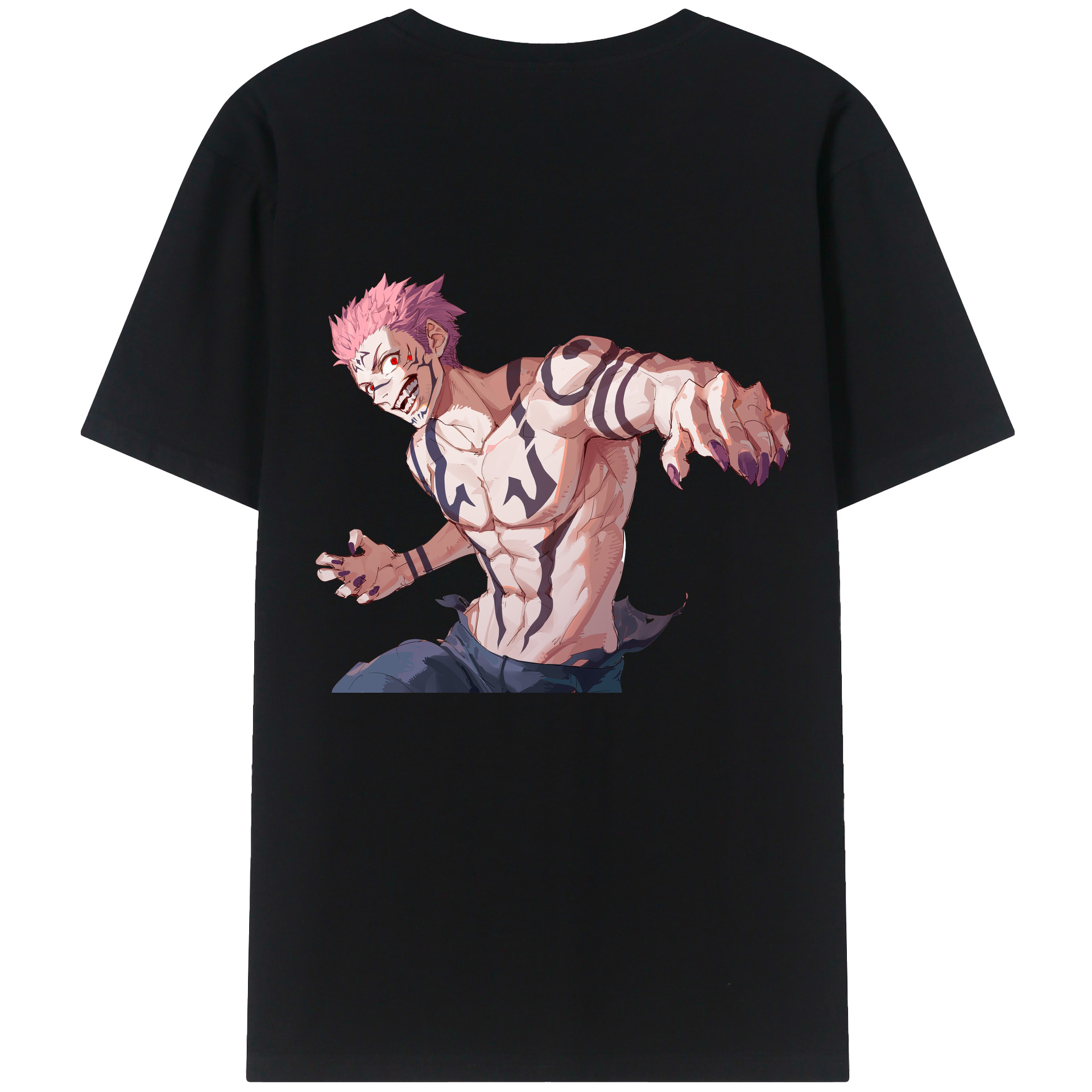 （画像用） 呪術廻戦 Jujutsu Kaisen 綿100％ メンズ半袖Tシャツ（バックプリント） 通気性