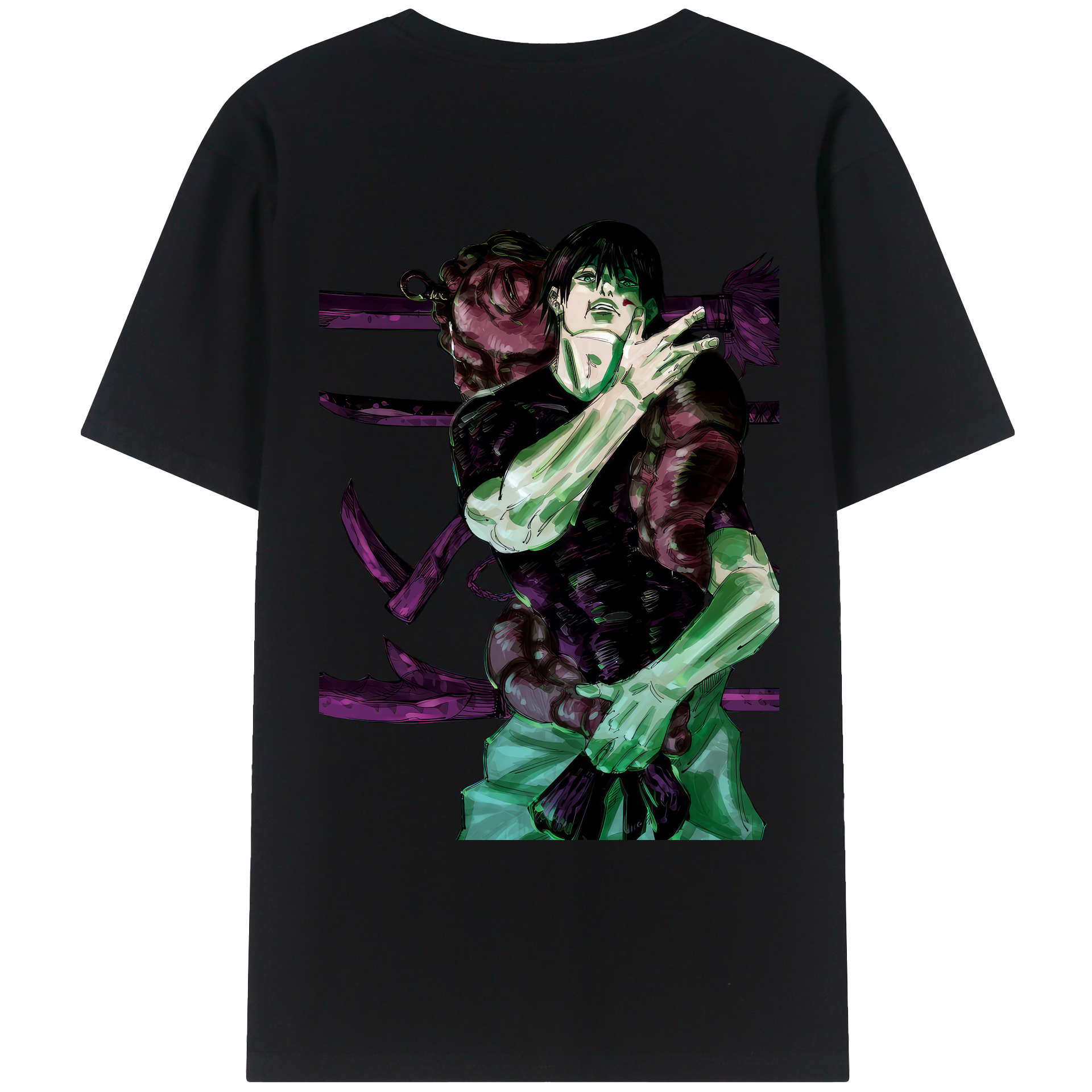 （画像用） 呪術廻戦 Jujutsu Kaisen 綿100％ メンズ半袖Tシャツ（バックプリント） 通気性