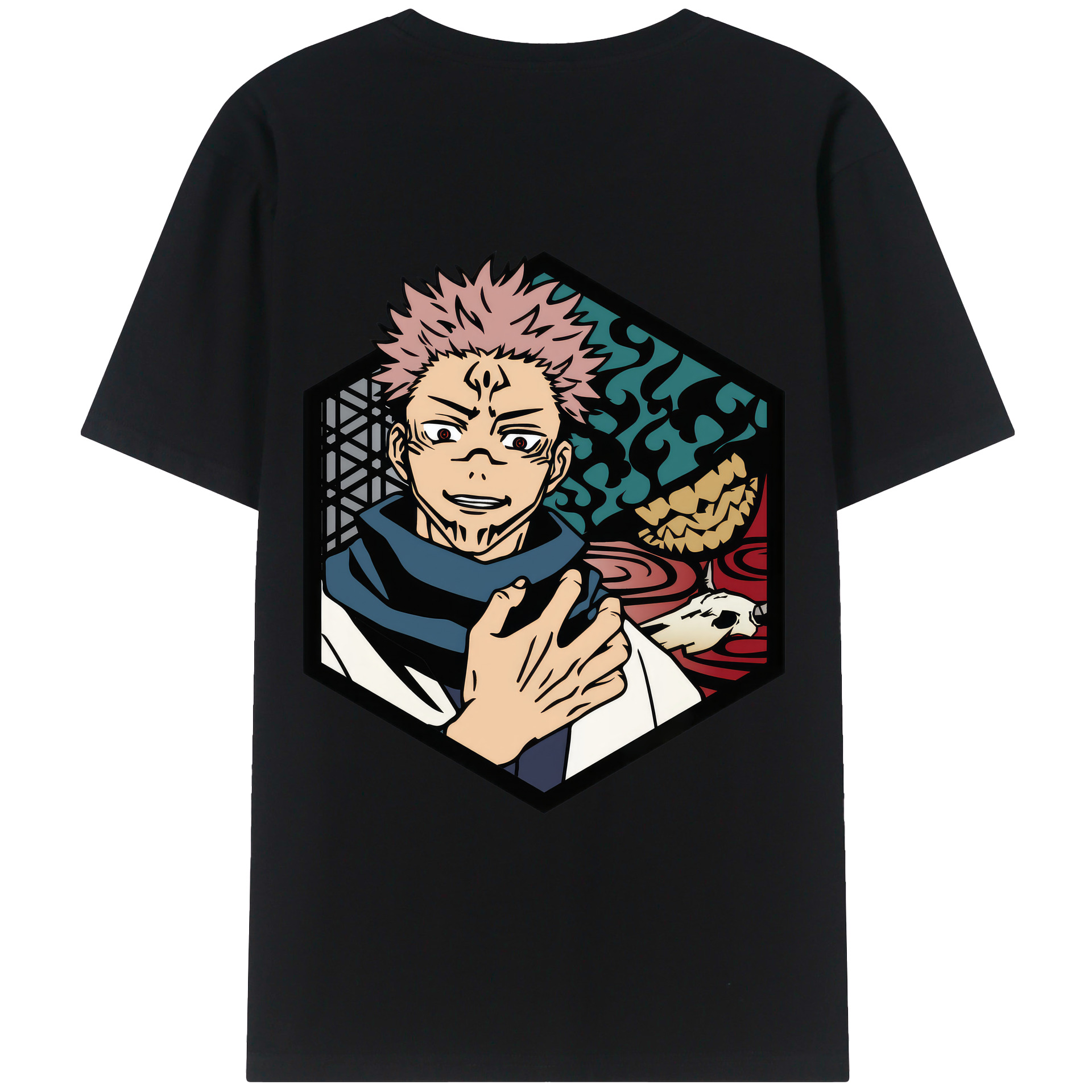 （画像用） 呪術廻戦 Jujutsu Kaisen 綿100％ メンズ半袖Tシャツ（バックプリント） 通気性