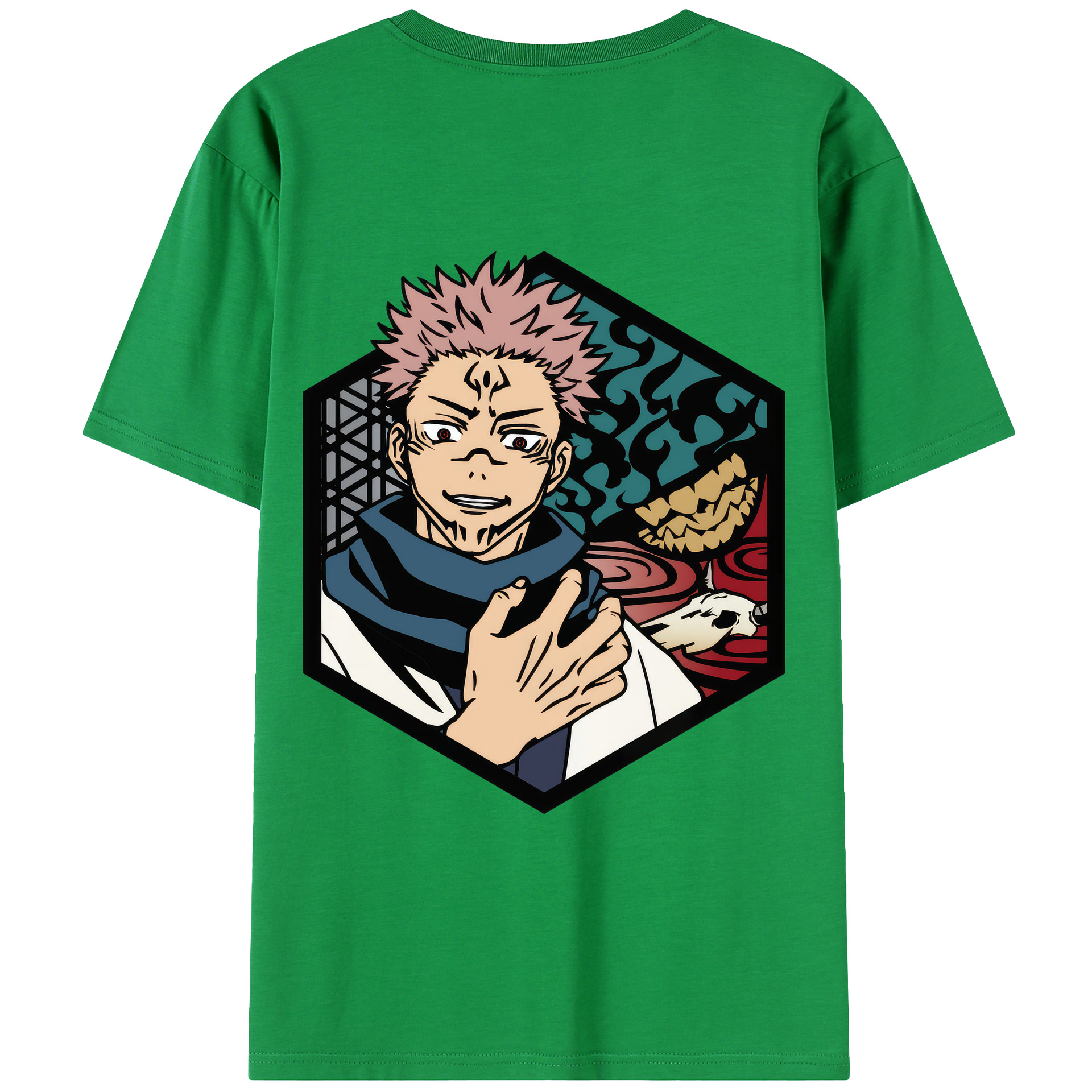 （画像用） 呪術廻戦 Jujutsu Kaisen 綿100％ メンズ半袖Tシャツ（バックプリント） 通気性